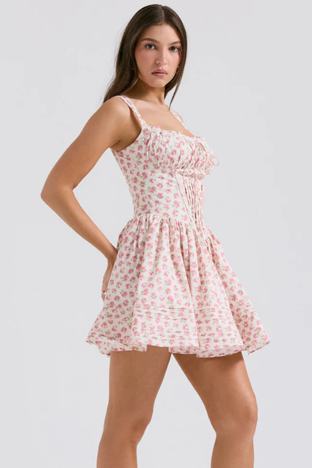 Natassia White Cotton Mini Dress