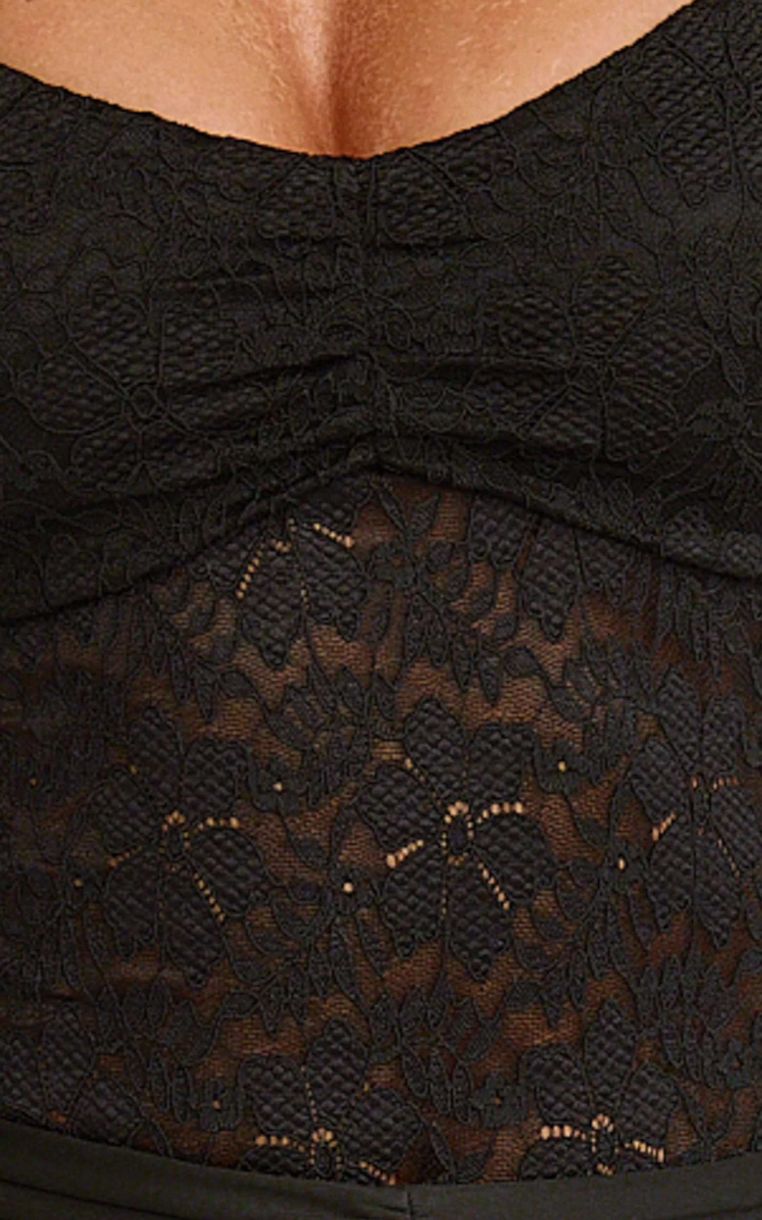 Melville Maxi Dress - Lace Bodice Draped Front Halter Dress in Black