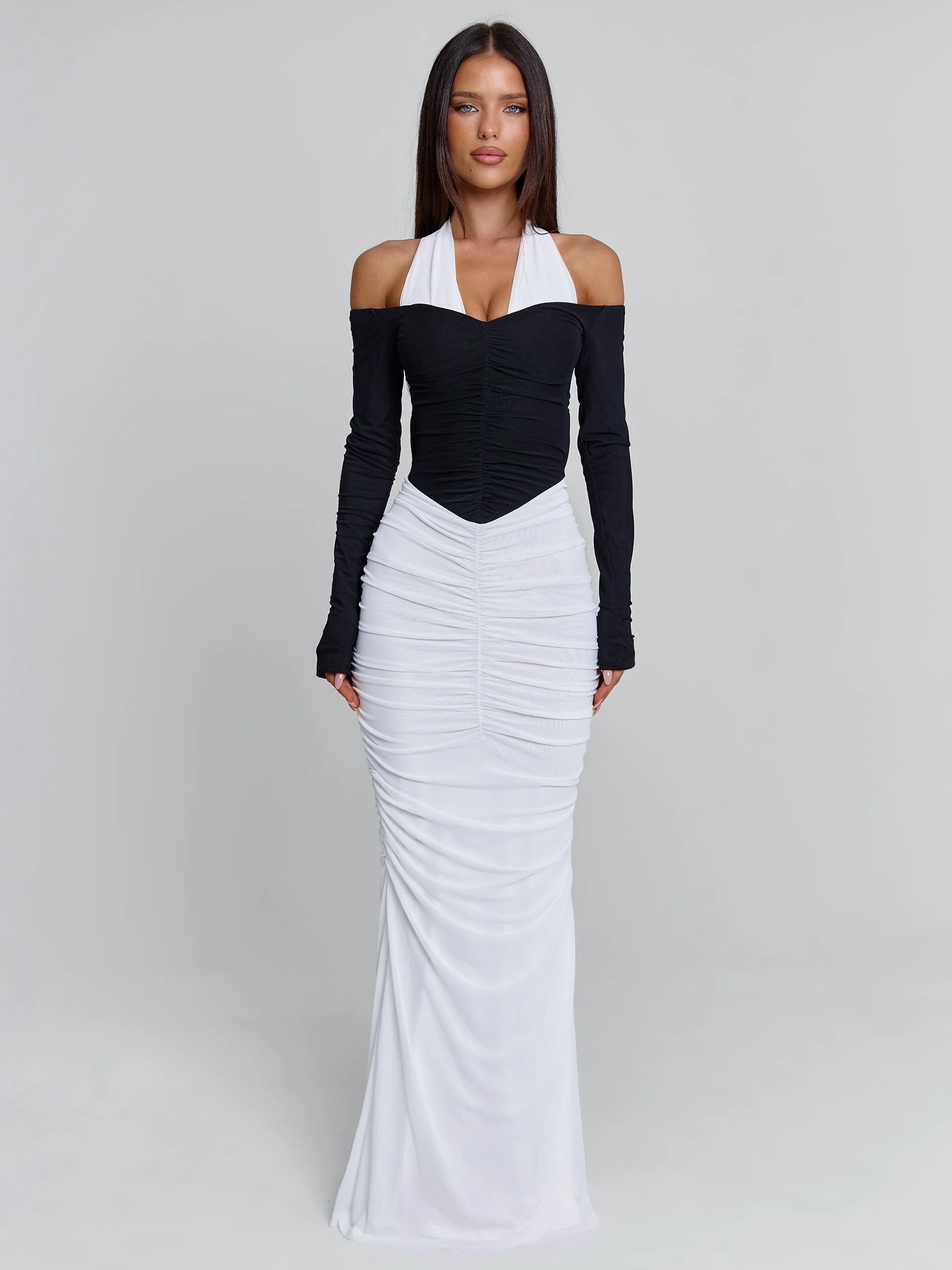 TAHITI MAXI DRESS WHITE/BLACK