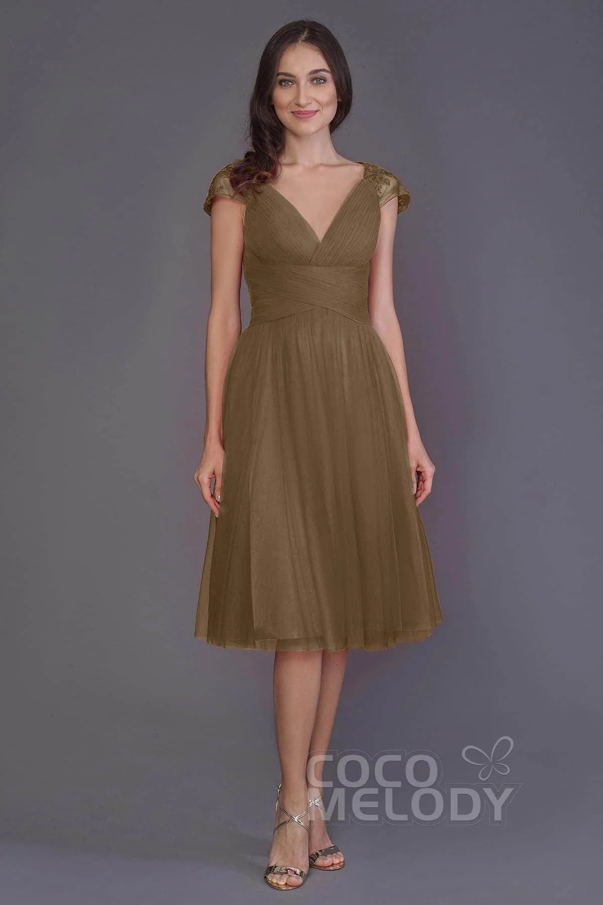 A-Line Knee Length Tulle Bridesmaid Dress PR3515