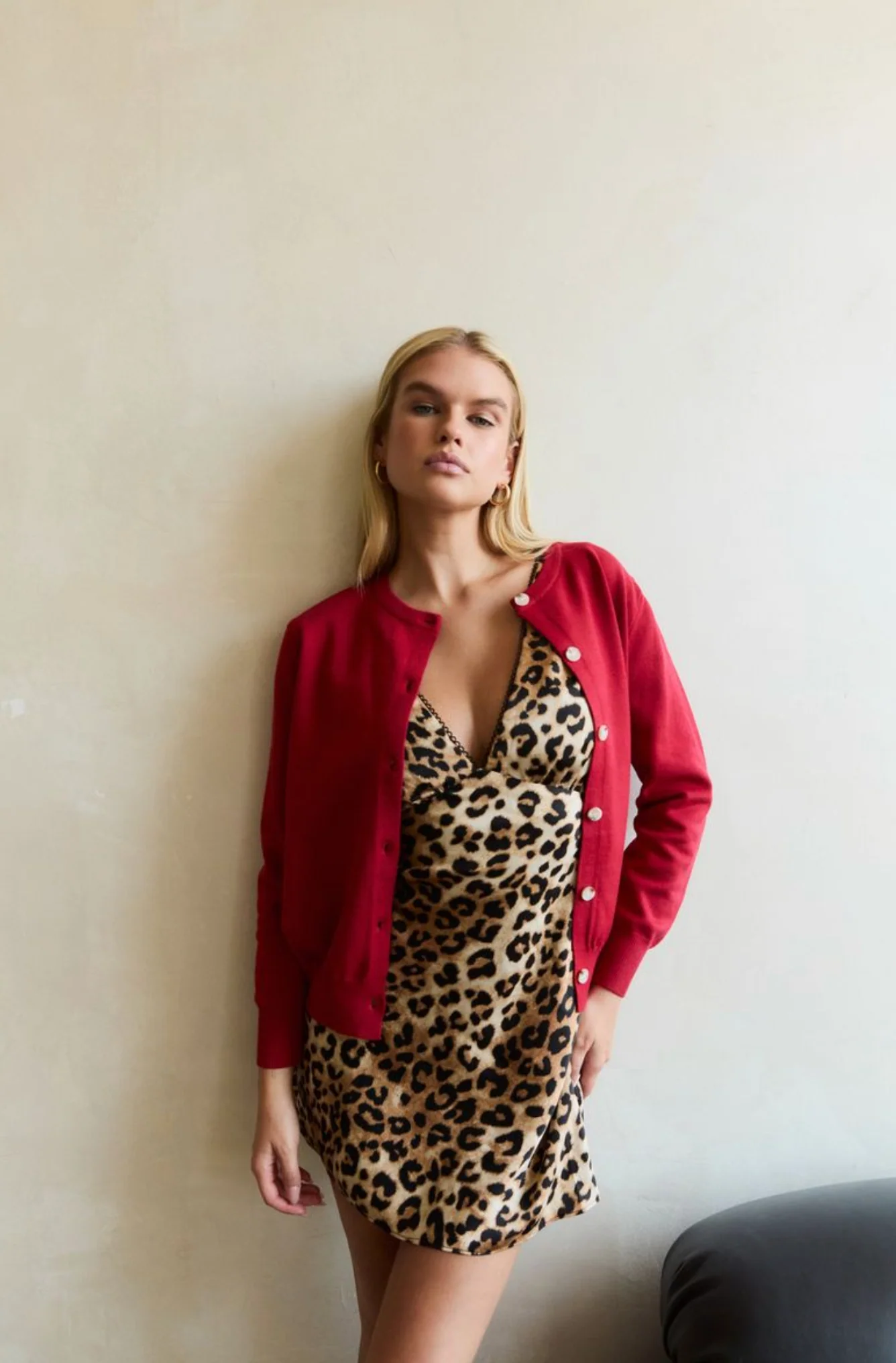 Satin Bias Leopard Mini Dress