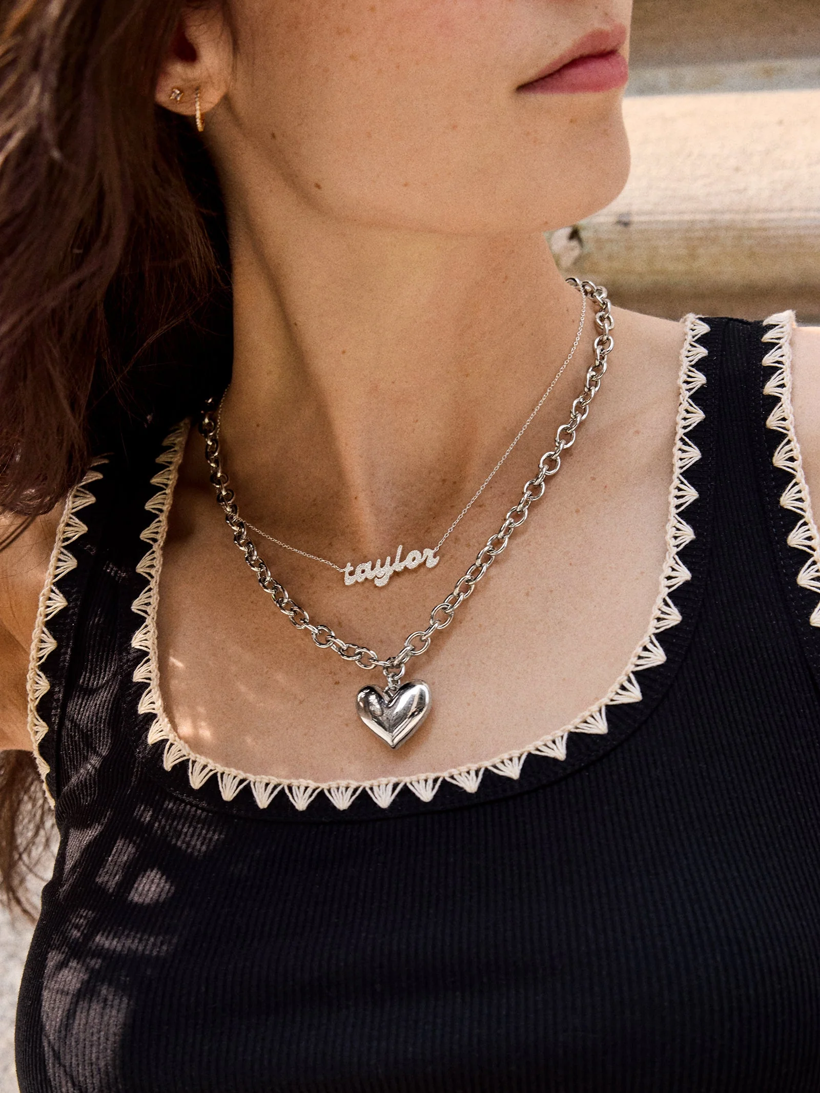 Millie Mini Bubble Heart Necklace - Silver