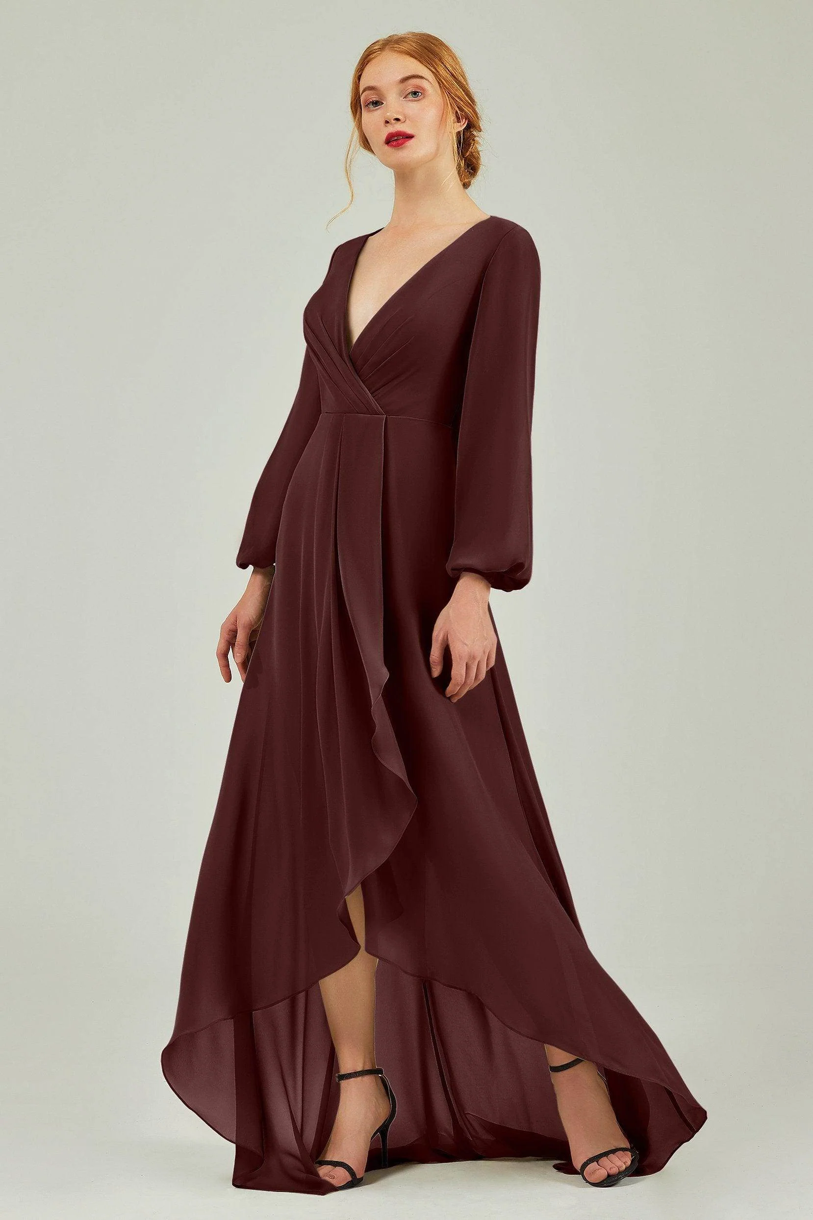 Asymmetrical Sweep-Brush Chiffon Bridesmaid Dress Formal Dresses CB0239