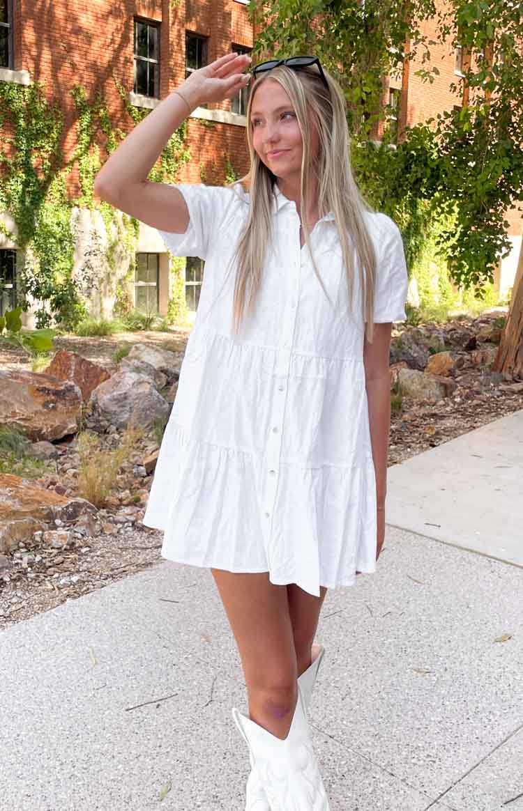 Frances White Linen Tiered Dress - luluinthesky