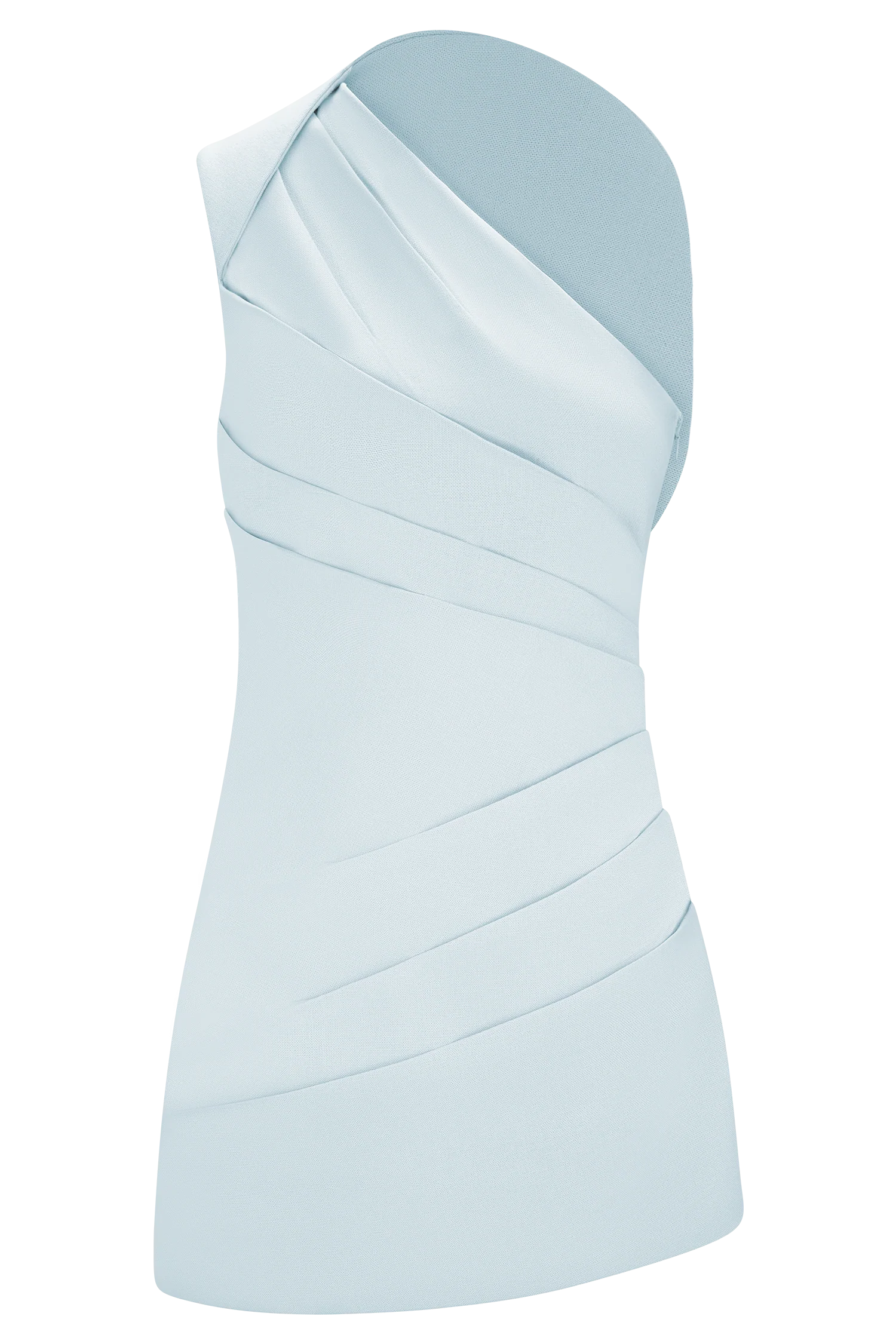 Helena One Shoulder Linen Mini Dress - Powder Blue