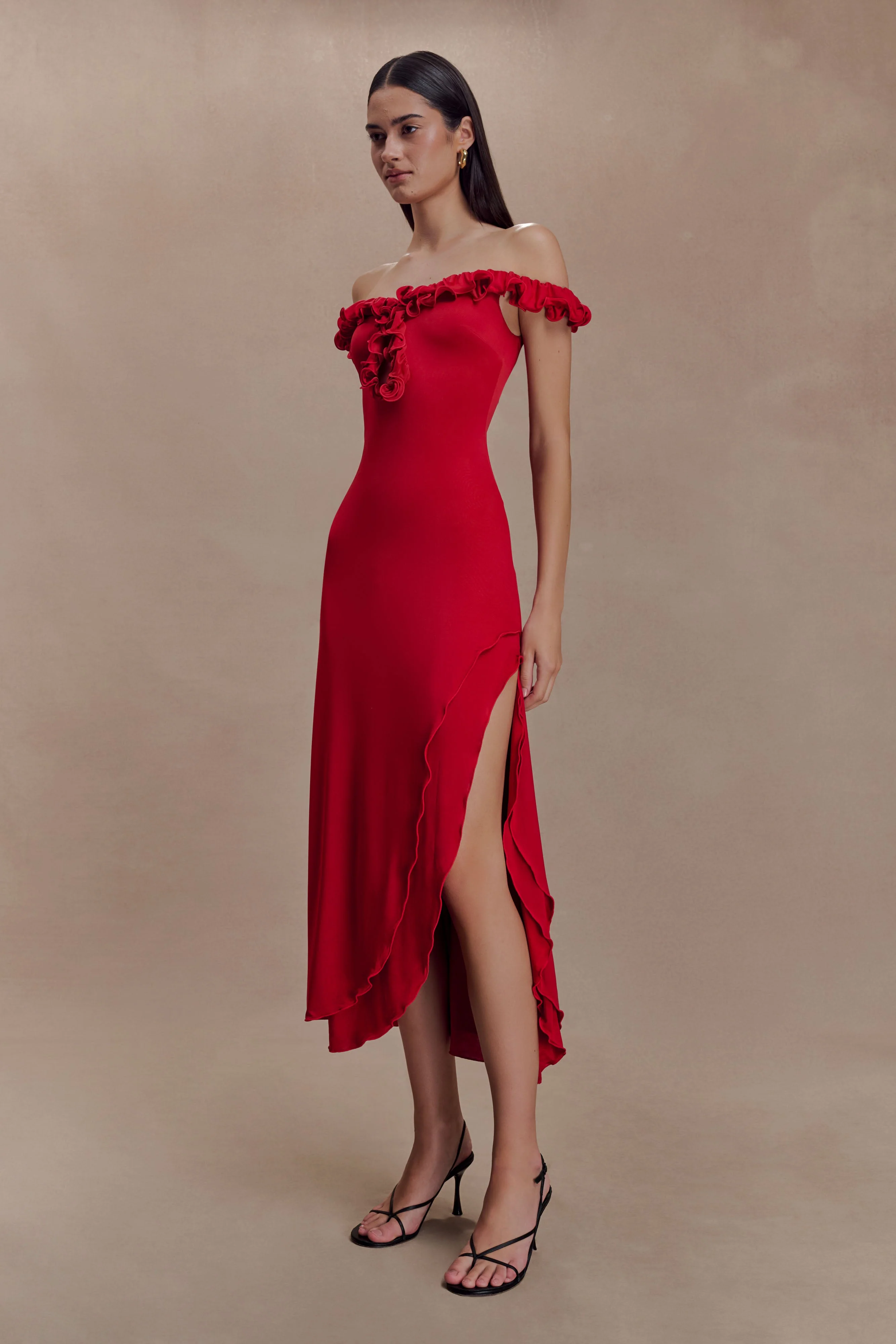 Allegra-Off-Shoulder-Ruffle-Midi-Dress-Ruby