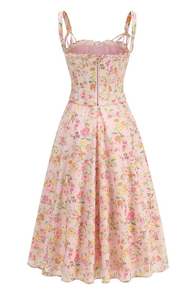 Clarabelle Pink Meadow Print Cotton Sundress