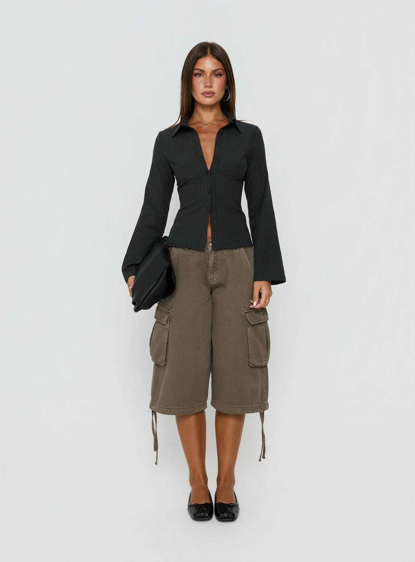 Anni Pinstripe Shirt Black