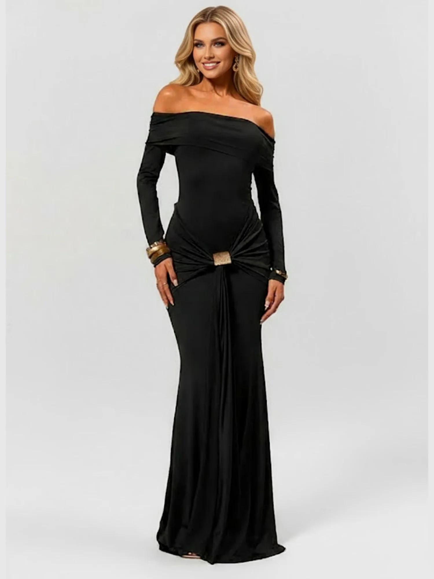 Black Sleek Maxi Dress Evening Poise