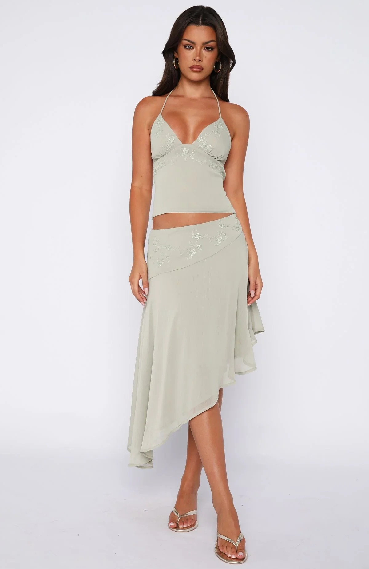 Hidden Grace Midi Skirt Sage