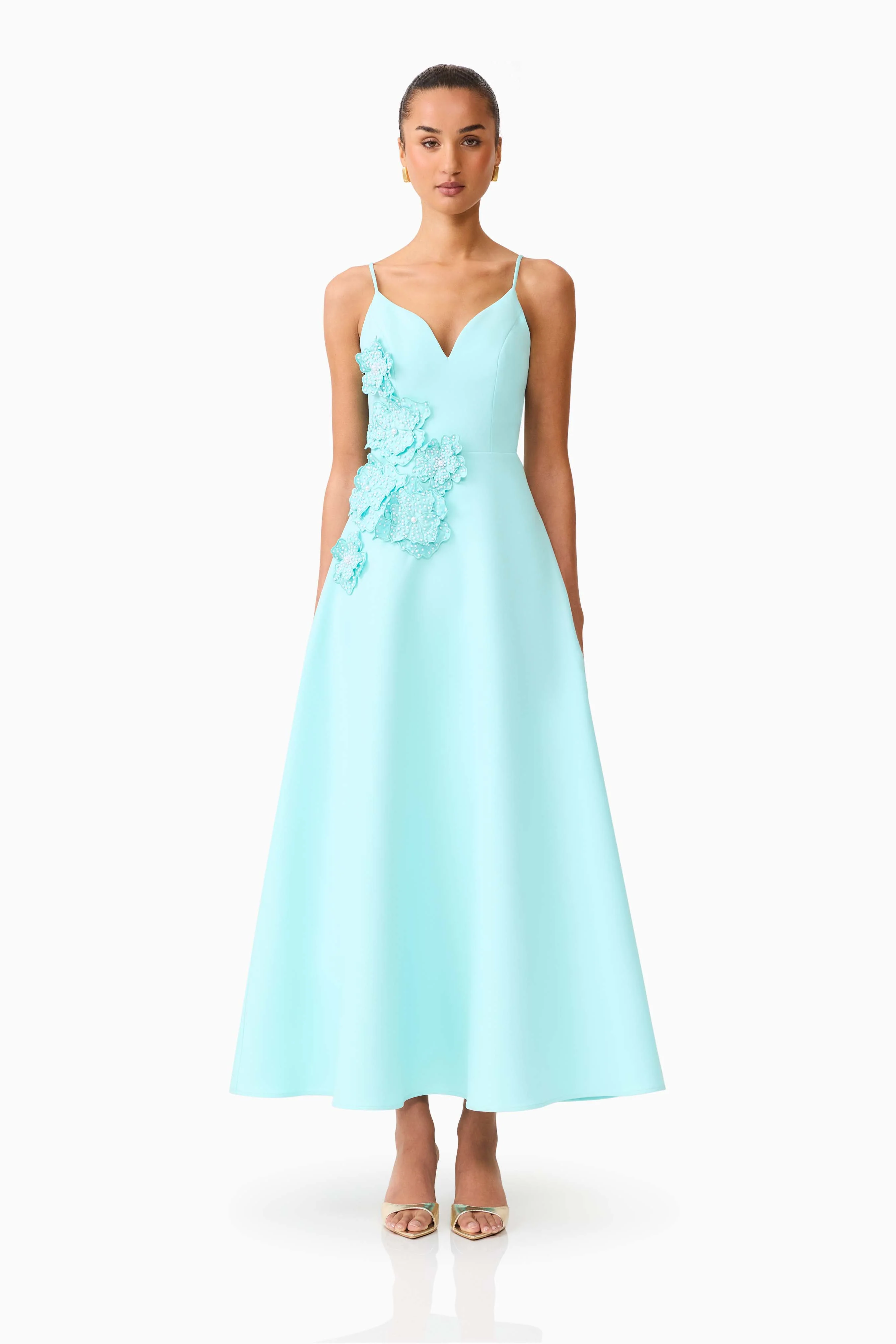 Stella A-Line Gown in Aqua Blue