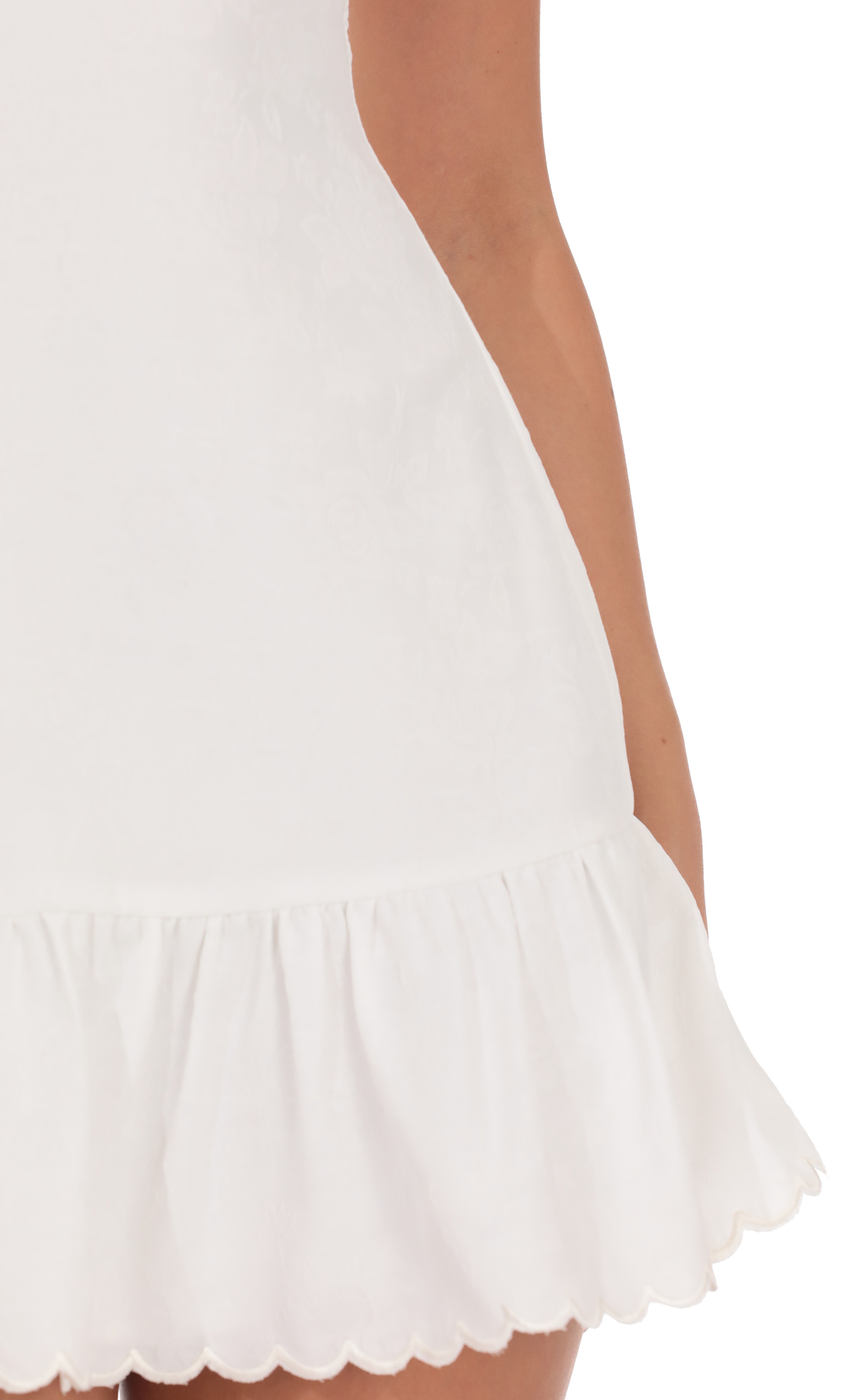 Ruffled Hem Mini Dress in White - luluinthesky