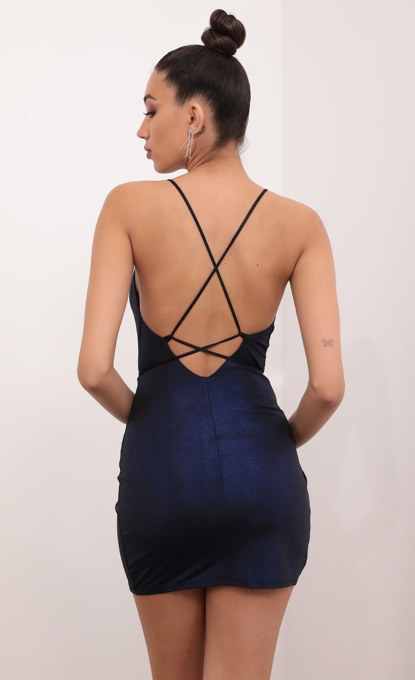 Sparkling Tulip Dress in Klein Blue