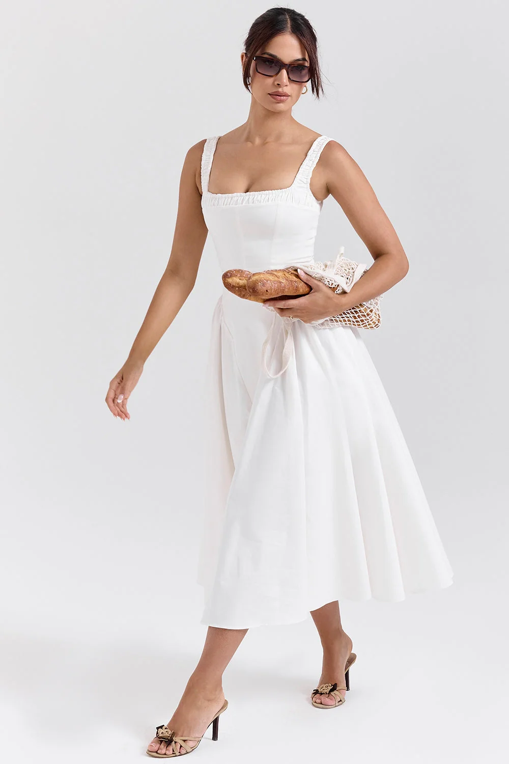 white cotton midi sundress