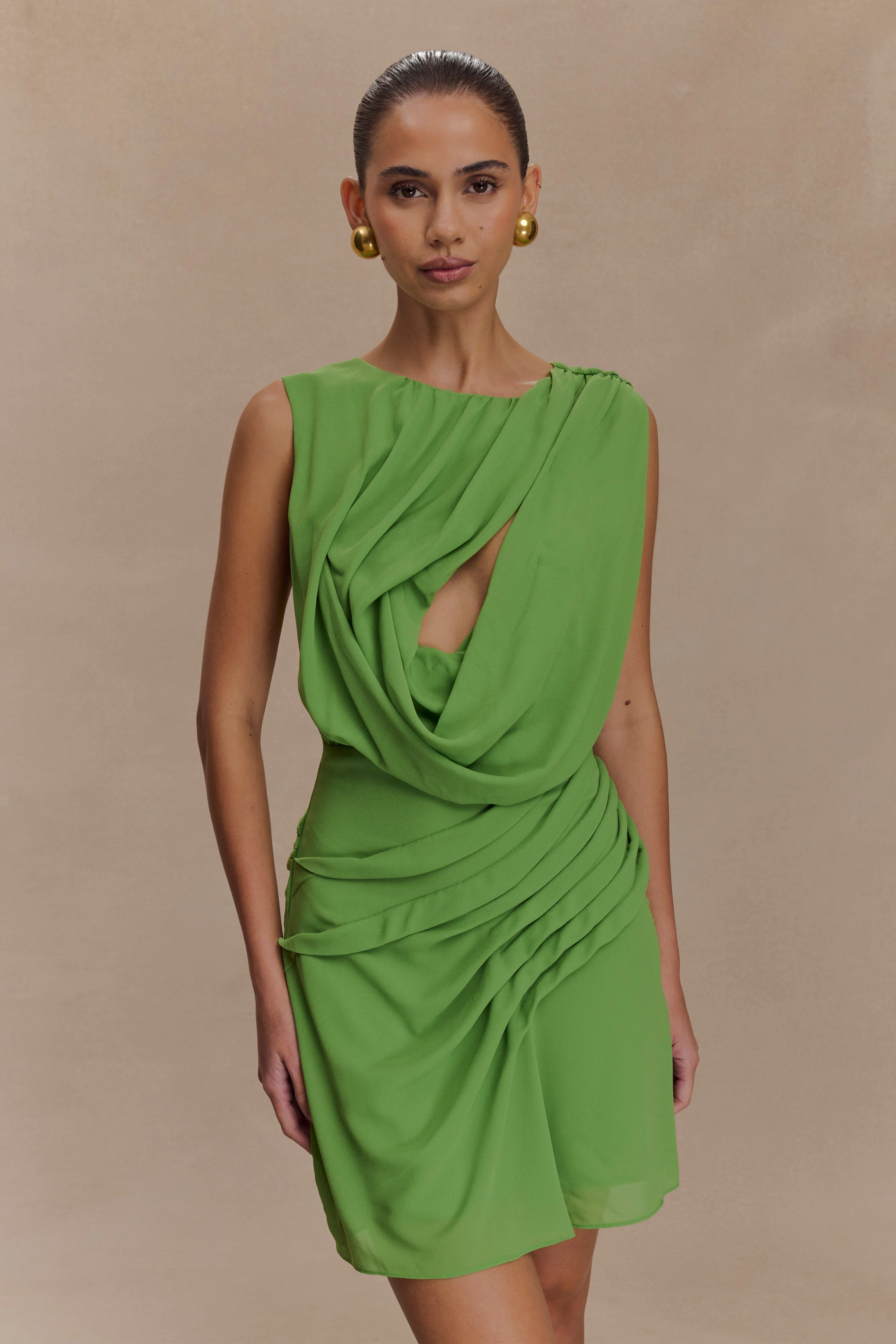 Oria Chiffon Mini Dress - Green