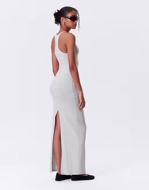 Weekday racer back maxi dress in heather gray