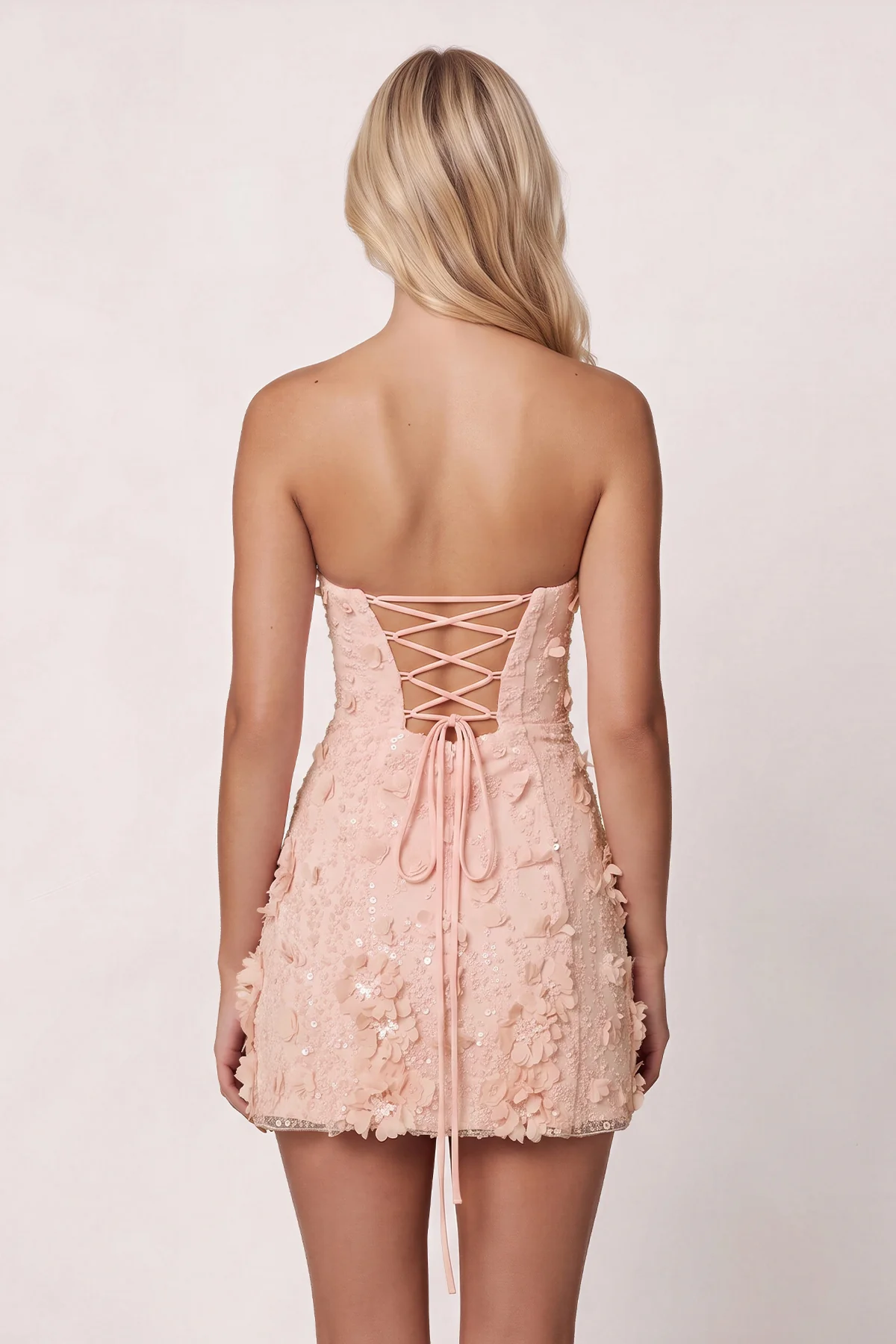 Pink 3D Flower Sequin Sweetheart Sheath Homecoming Dress