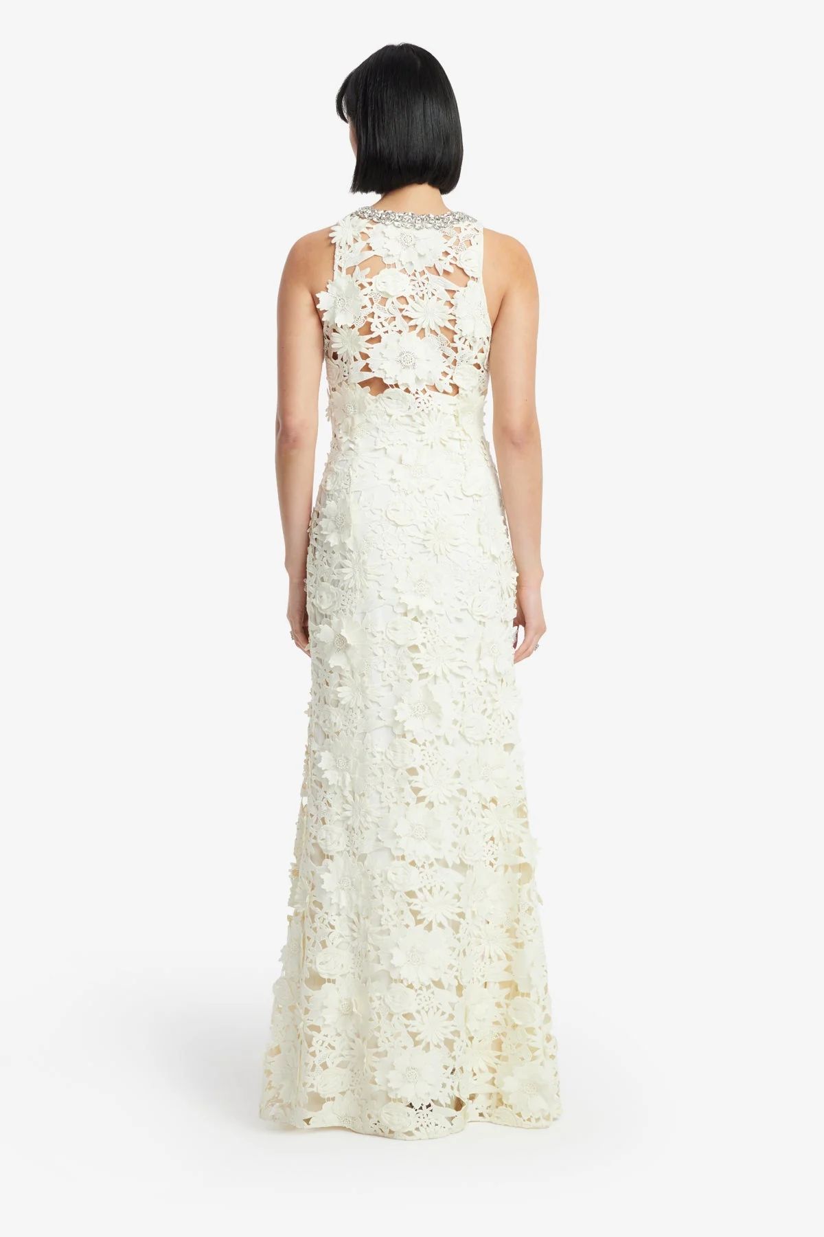 Helena Embellished Lace Maxi Dress - Snow