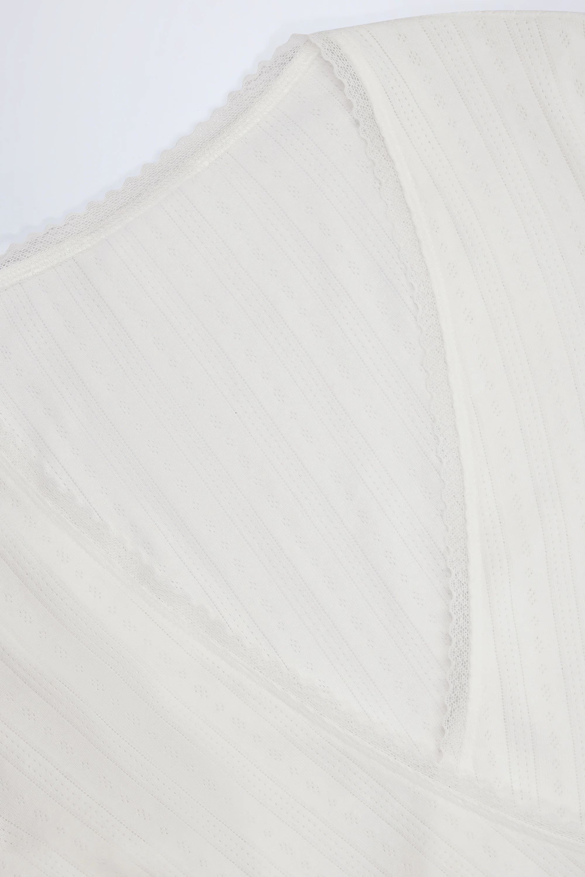 Pointelle Wrap Crop Top in White