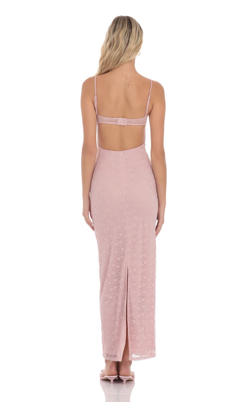 Lace Open Back Maxi Dress in Dusty Rose