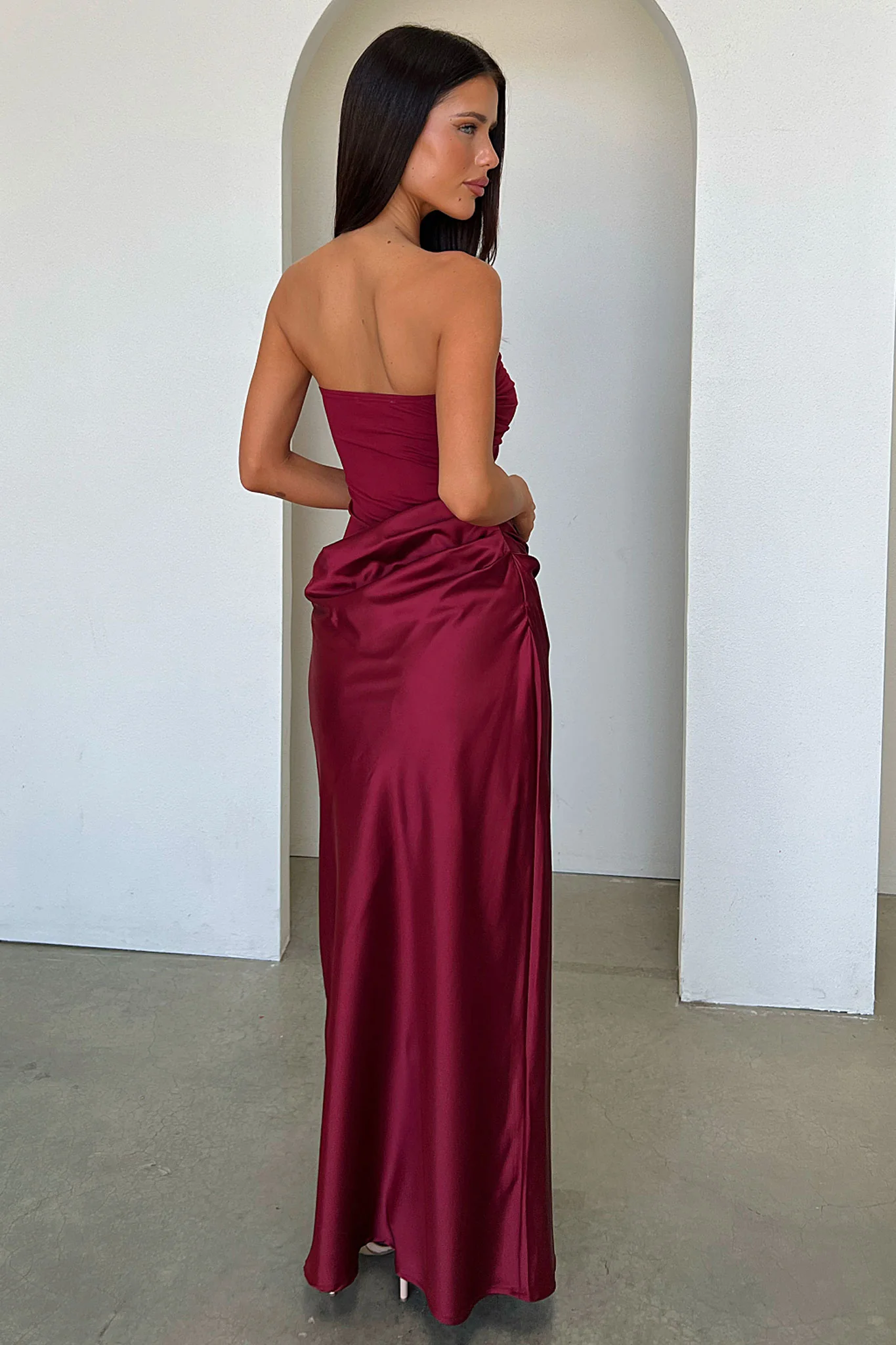 Amery Strapless Maxi Dress - Burgundy - luluinthesky