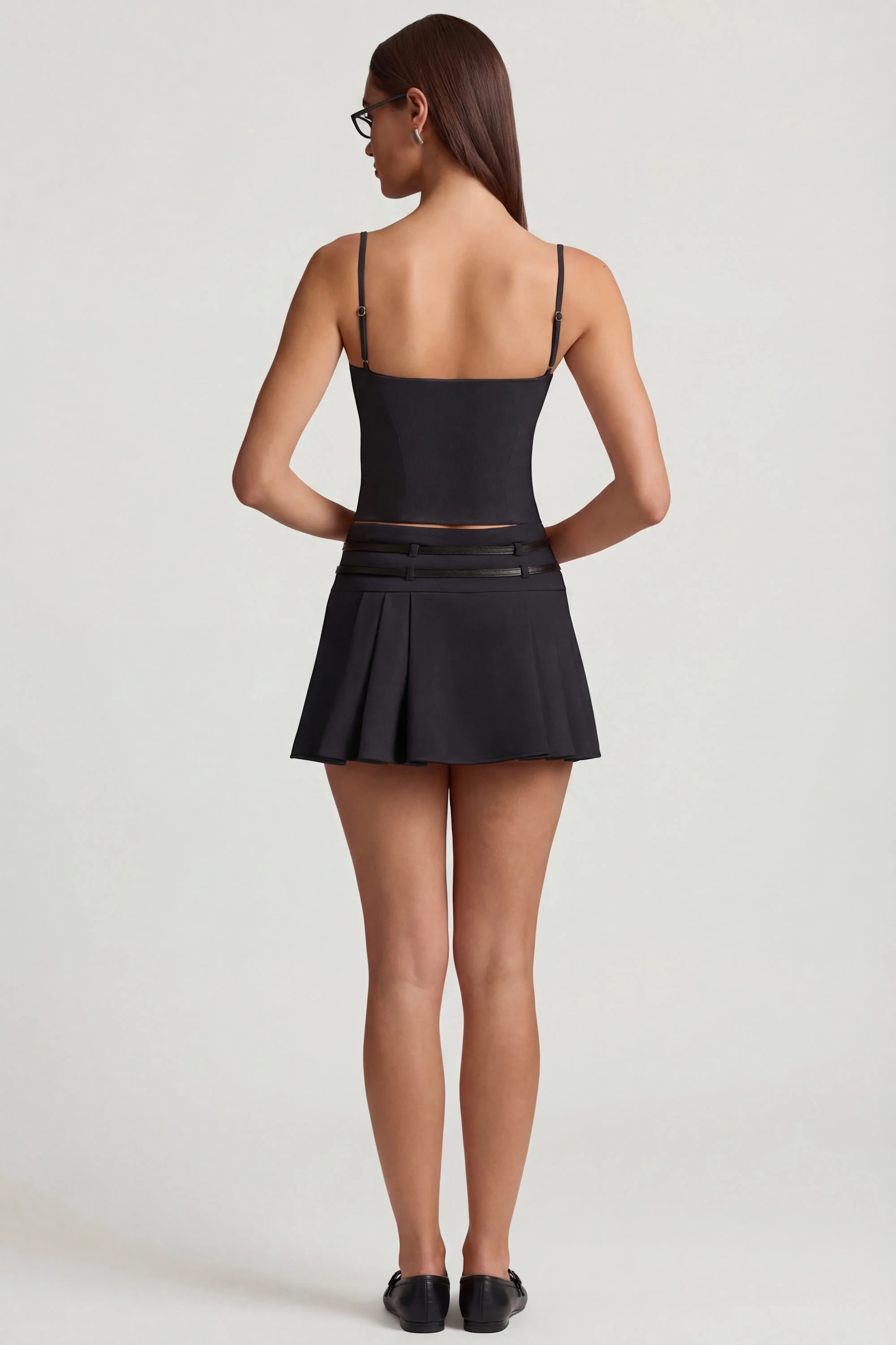 Cut-Top Camisole Top in Black