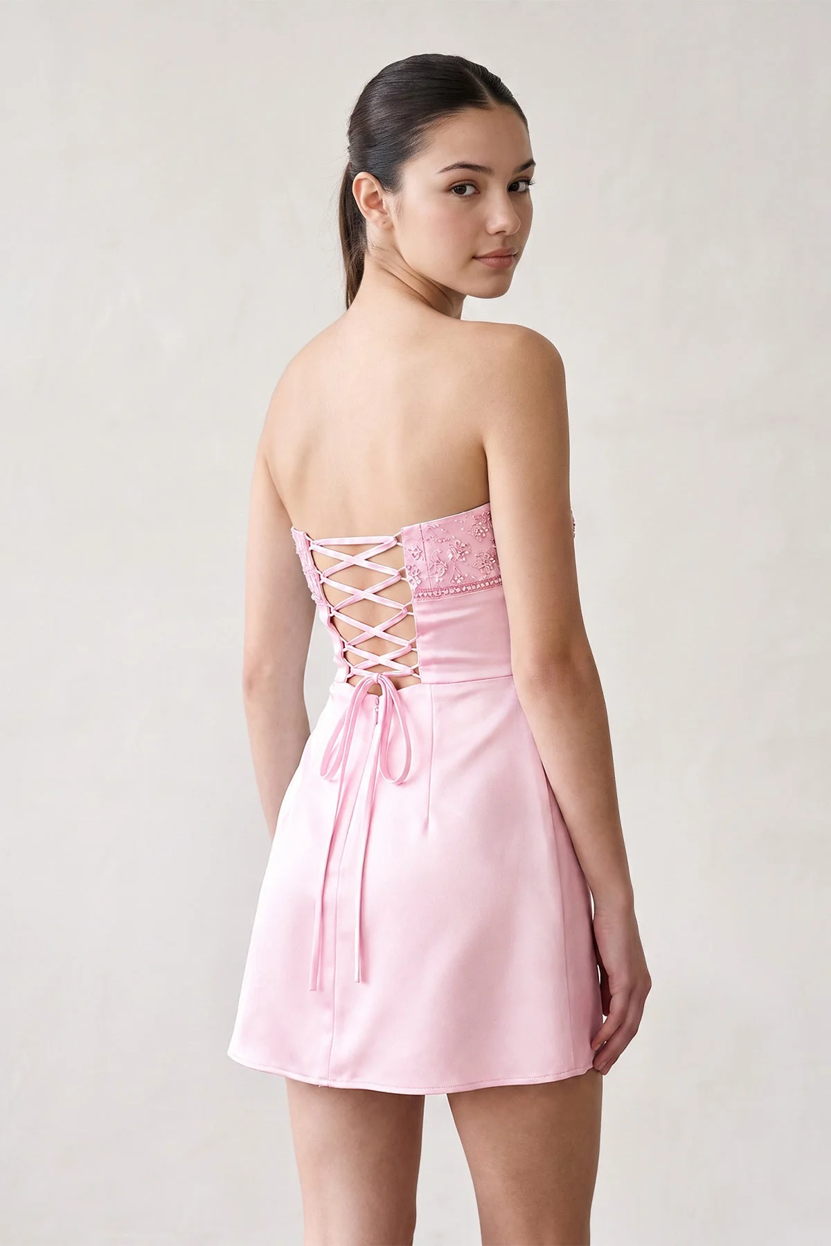 Aqua Strapless Appliqued Satin Sheath Homecoming Dress