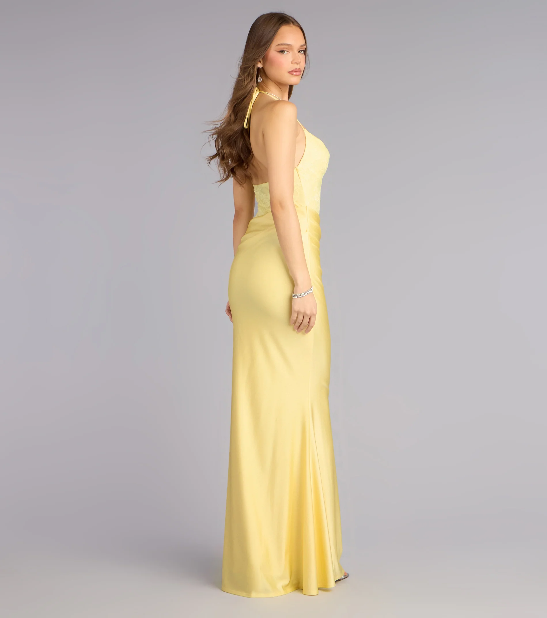 Ashlee Lace Halter Mermaid Formal Dress