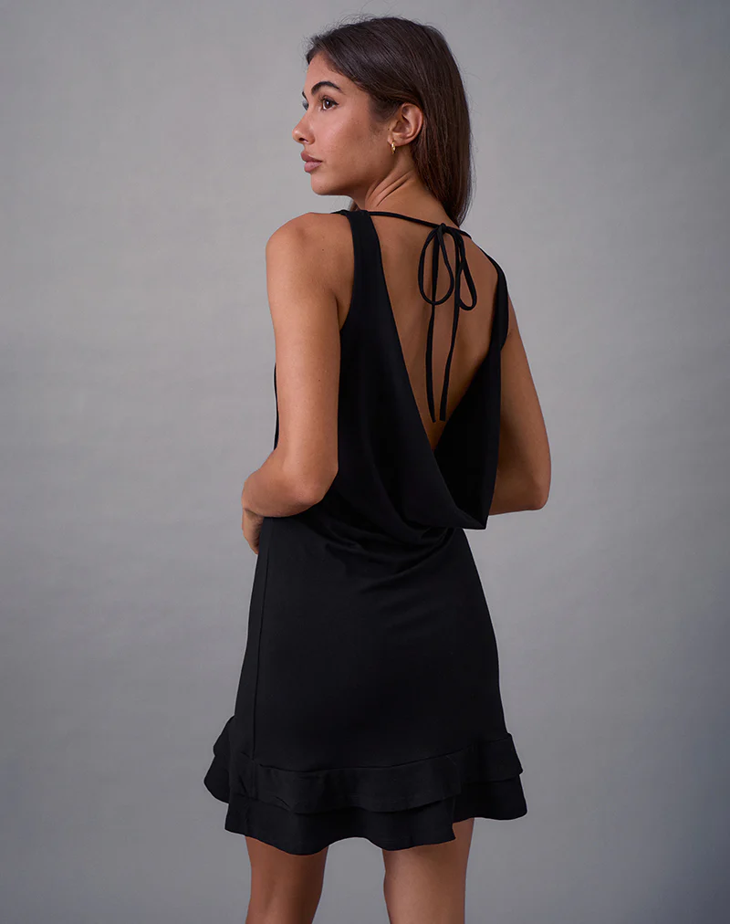 Opaline Backless Mini Dress in Black
