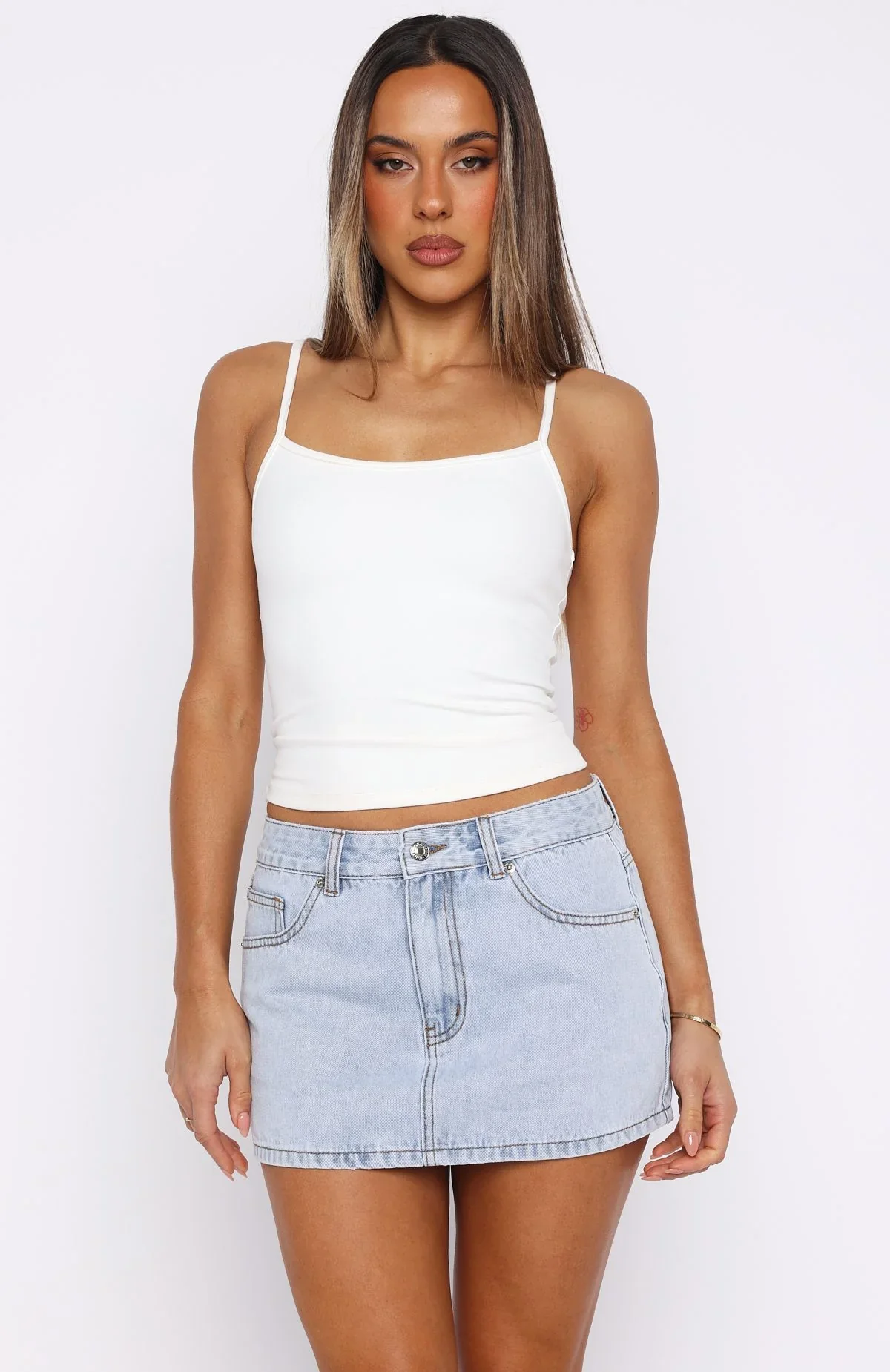 About A Girl Denim Mini Skirt Mid Blue