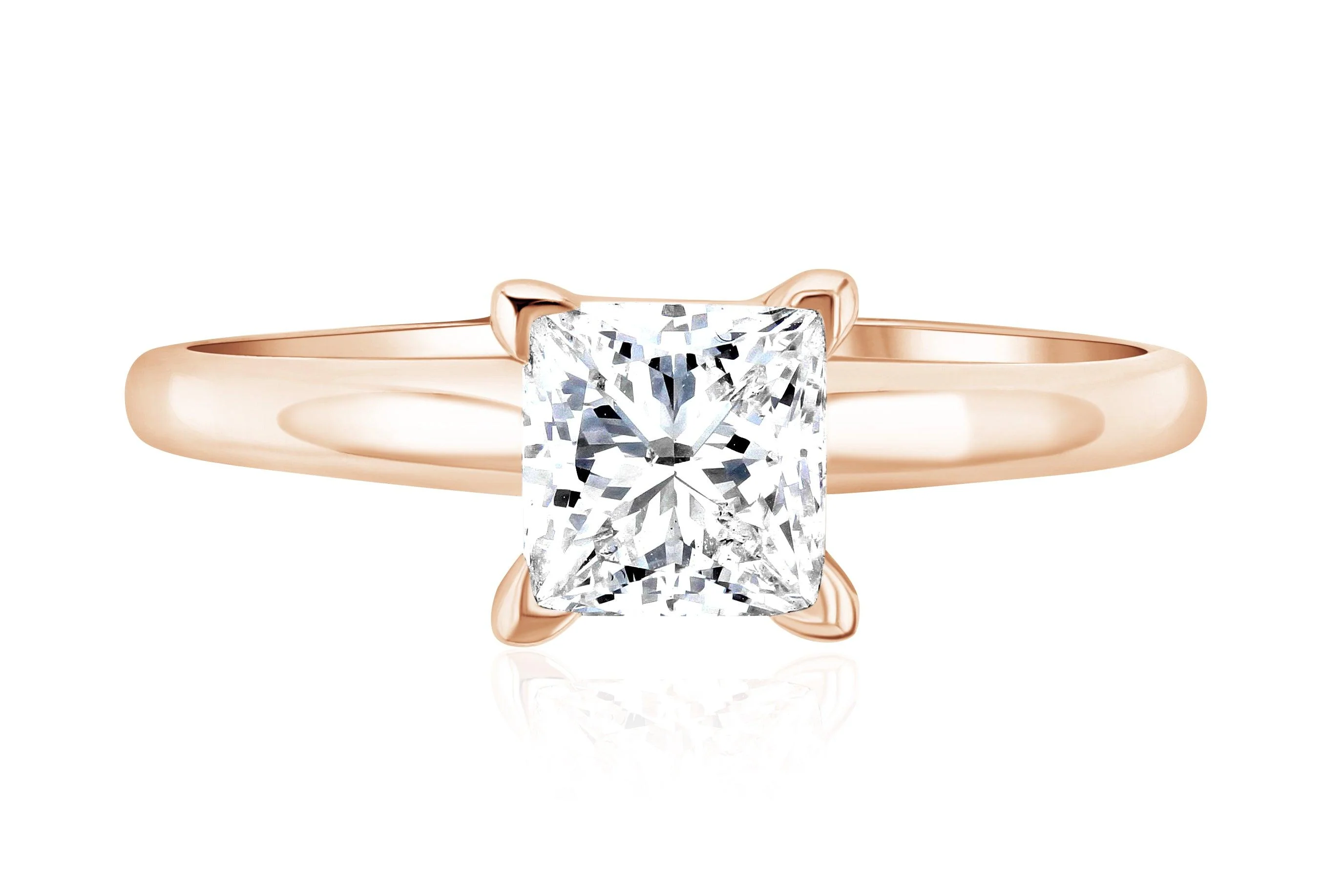 Princess Cut Diamond Solitaire Engagement Ring L3026 - lemrro