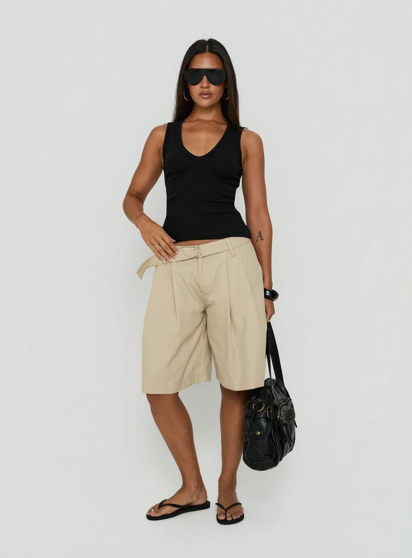 Baseline V Neck Rib Tank Top Black