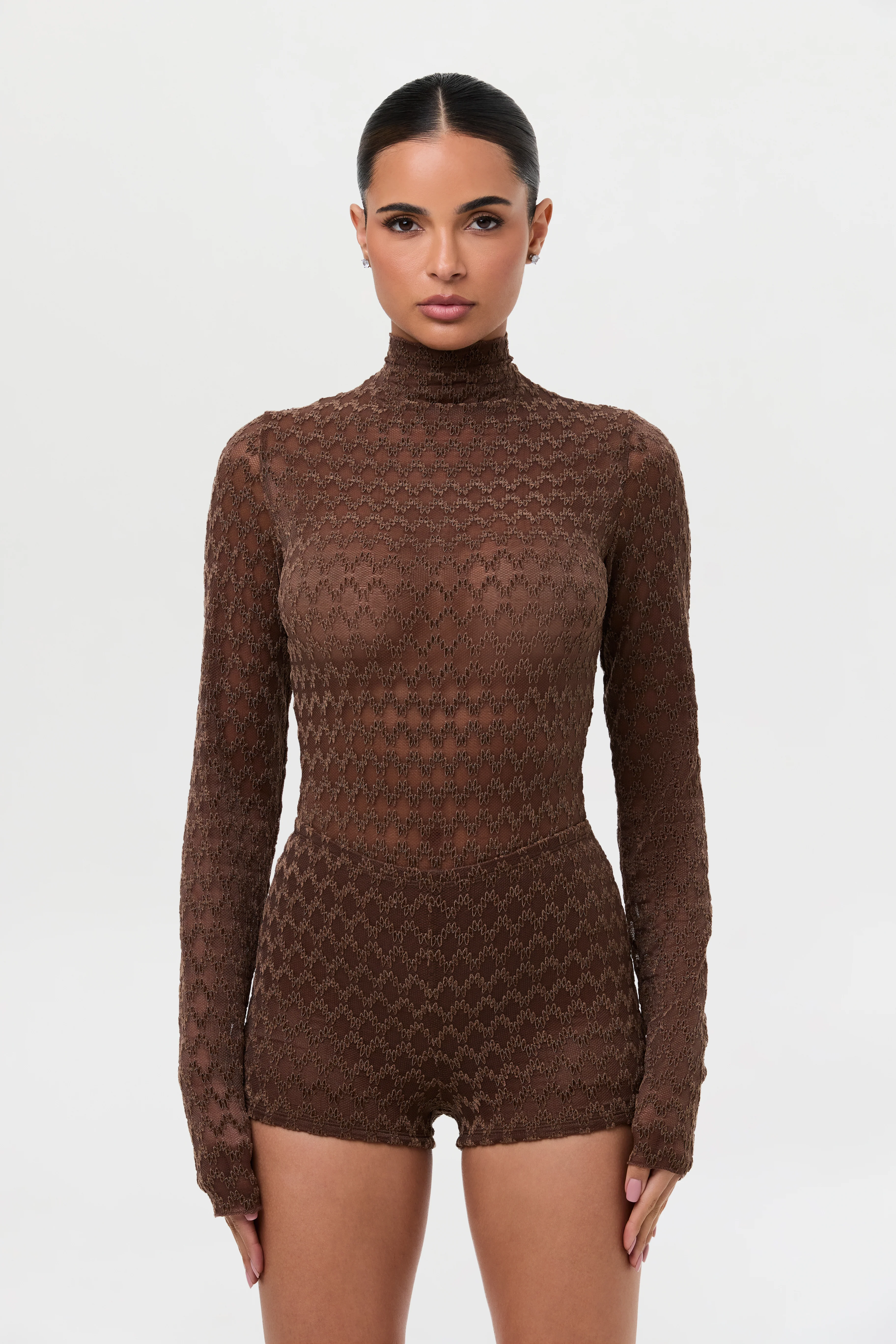 Velvet Mesh Chevron Hot Pants