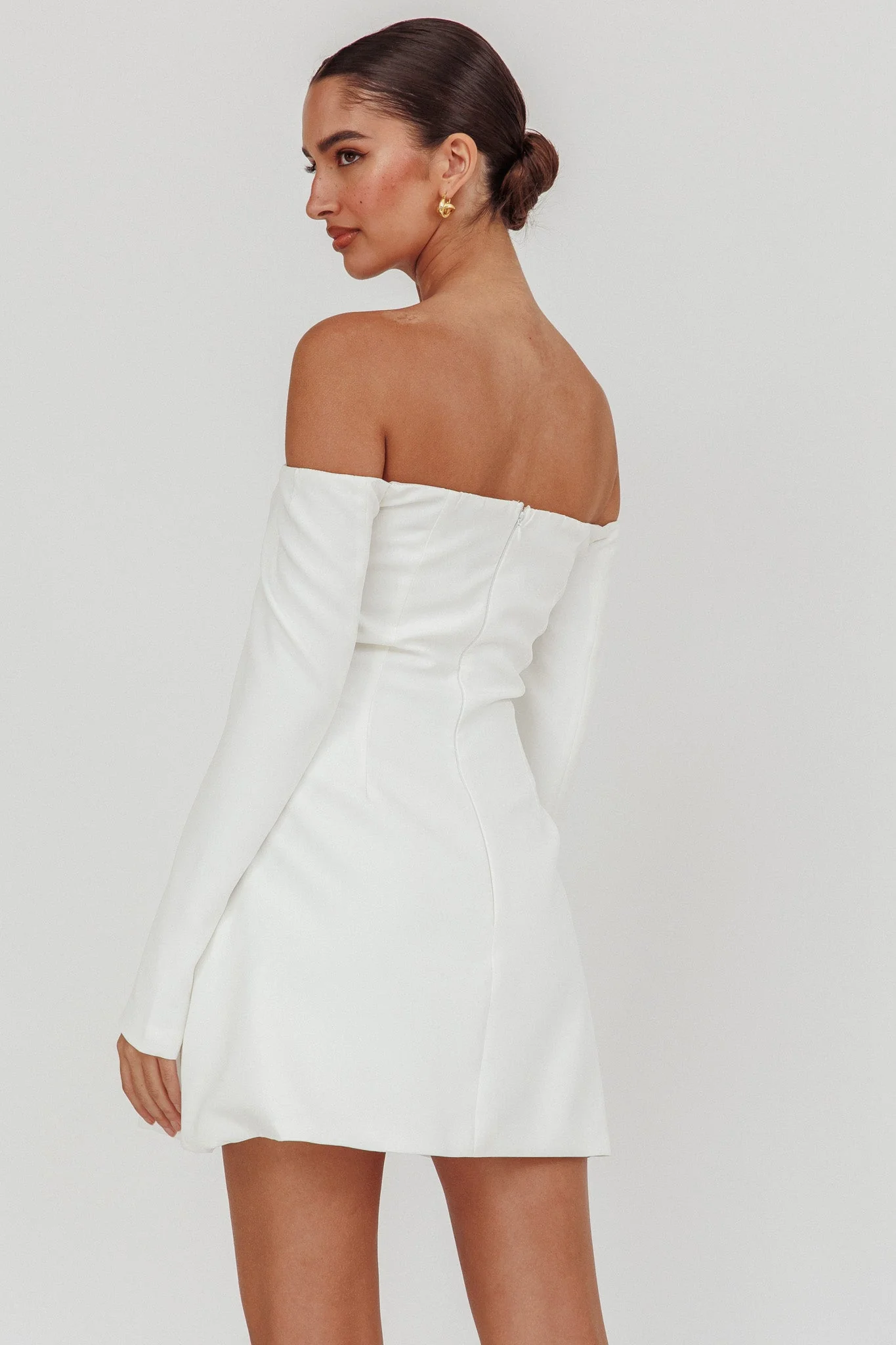 Cherry Wine Off Shoulder Mini Dress White - luluinthesky