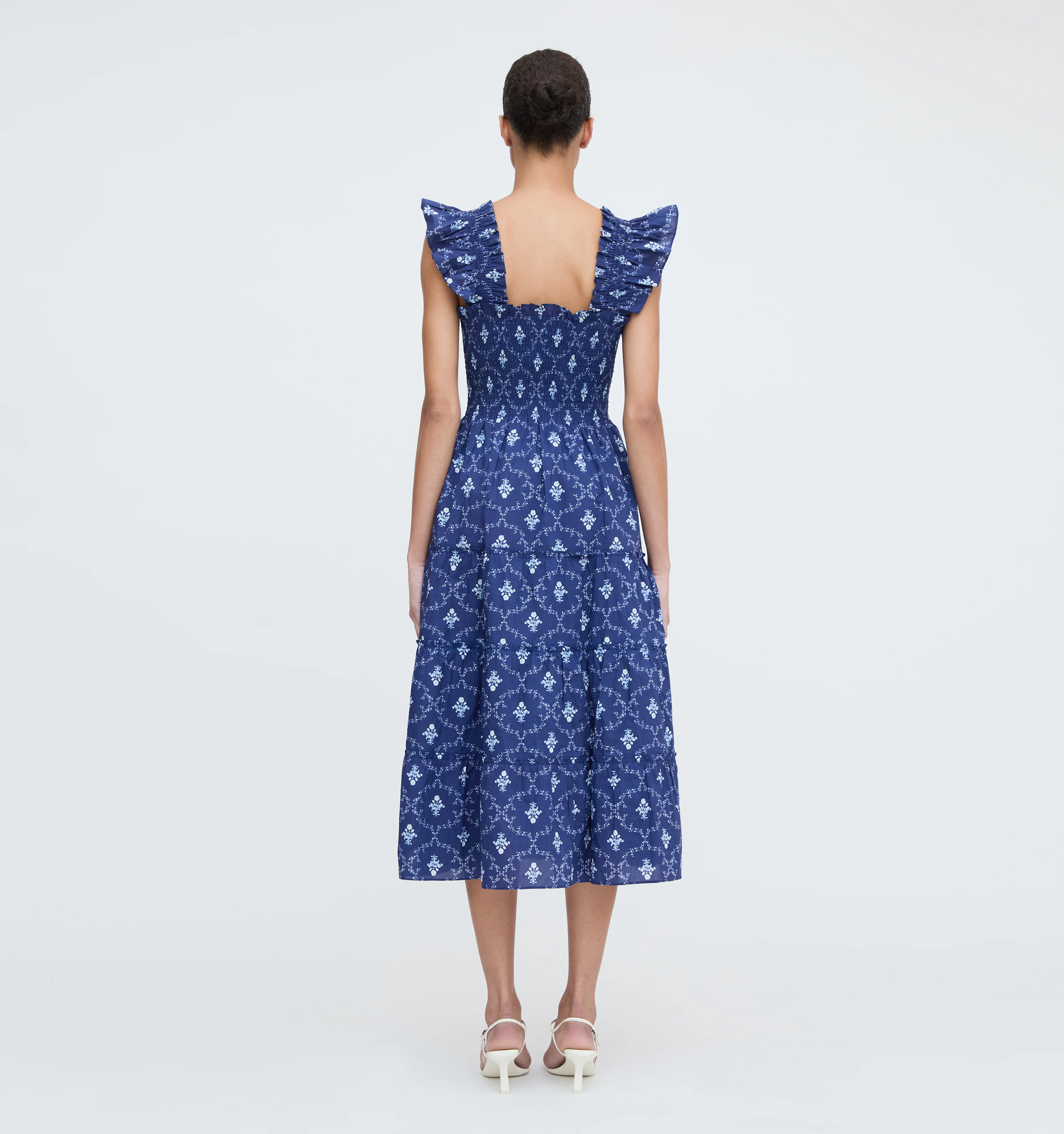 The Ellie Nap Dress - Navy Trellis