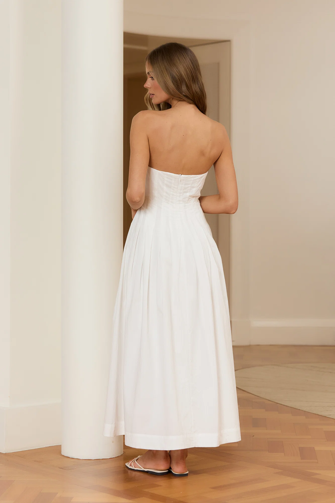 Sunshine Serenity Strapless Midi Dress White - FASHION NOB
