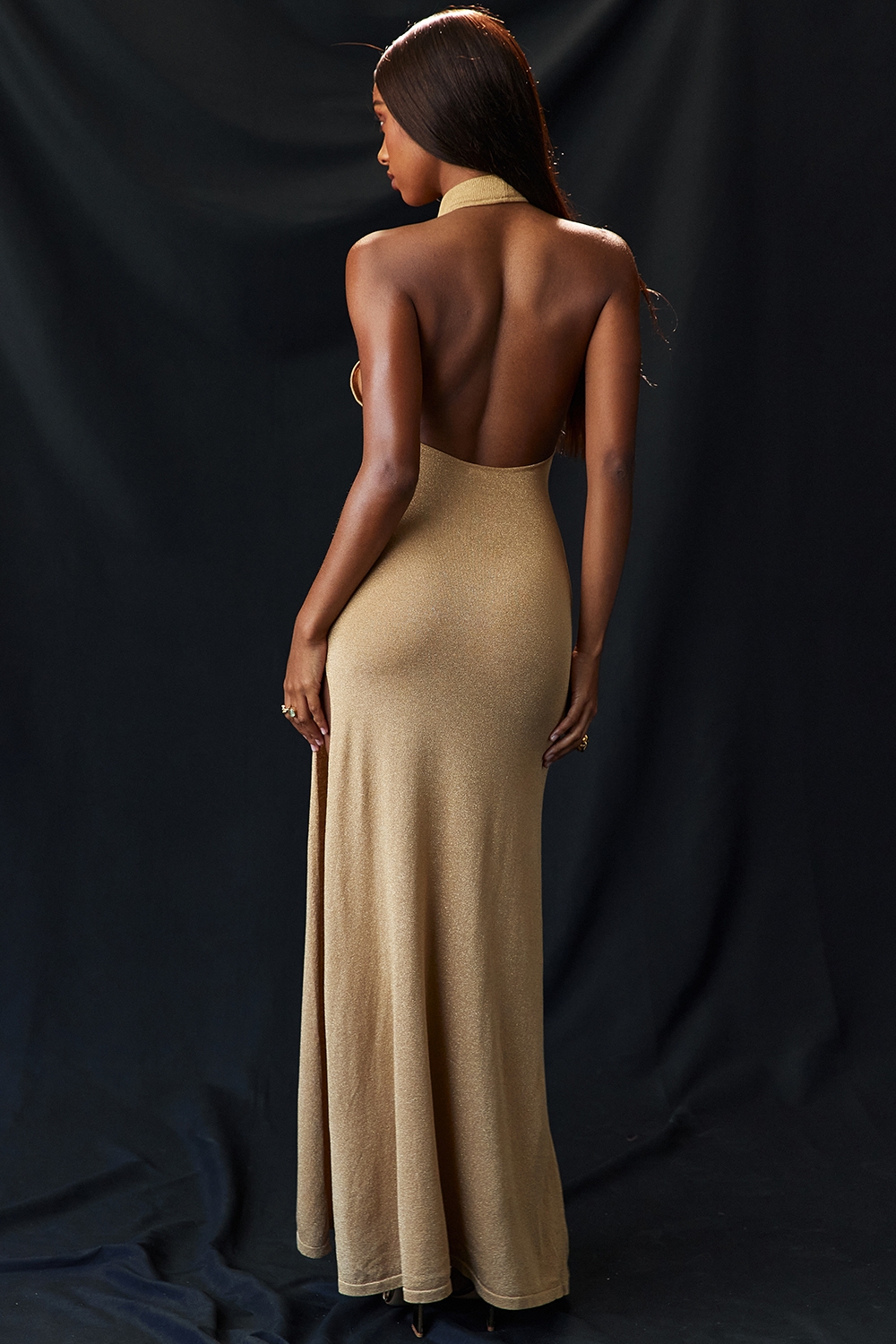 Gold Knit Maxi Dress