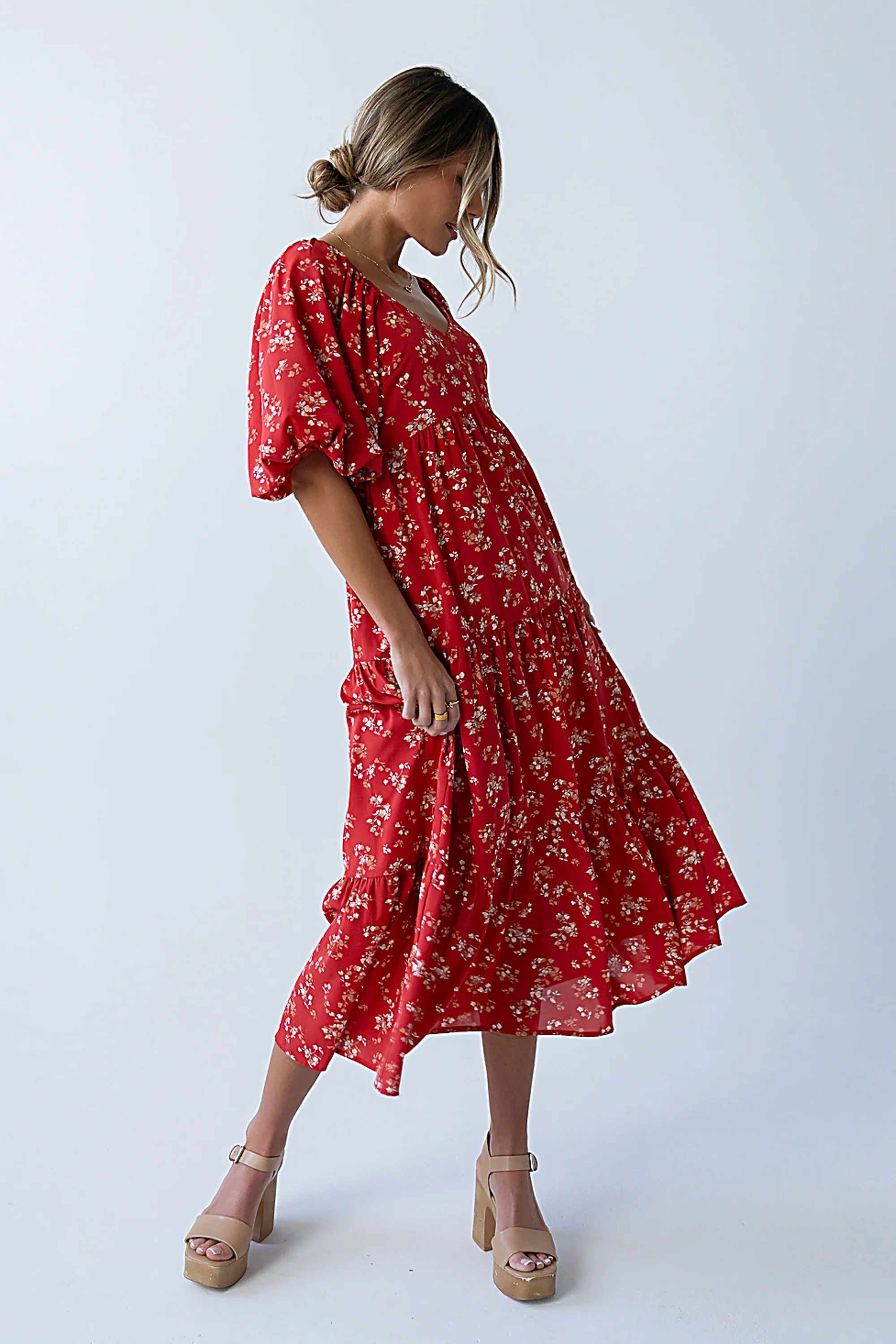 Amy Floral Maxi Dress in Red