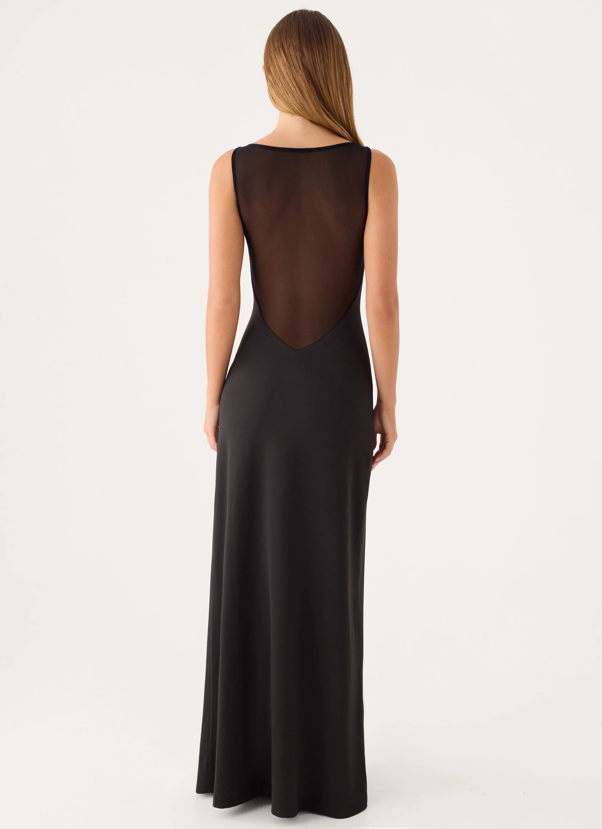 Ravelle Mesh Back Maxi Dress - Black - luluinthesky