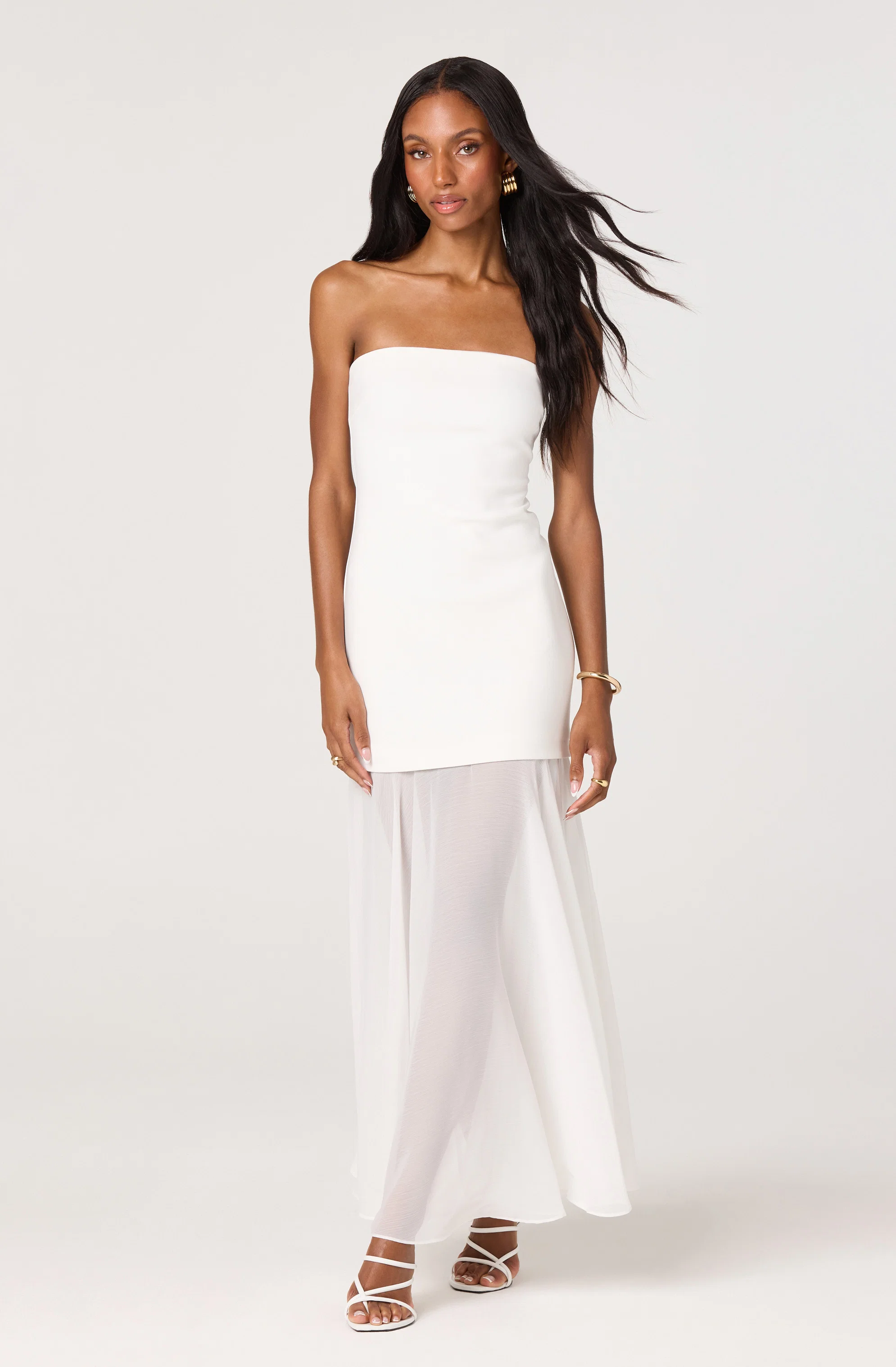 Lizet Strapless Mini Dress With Sheer Maxi Overlay