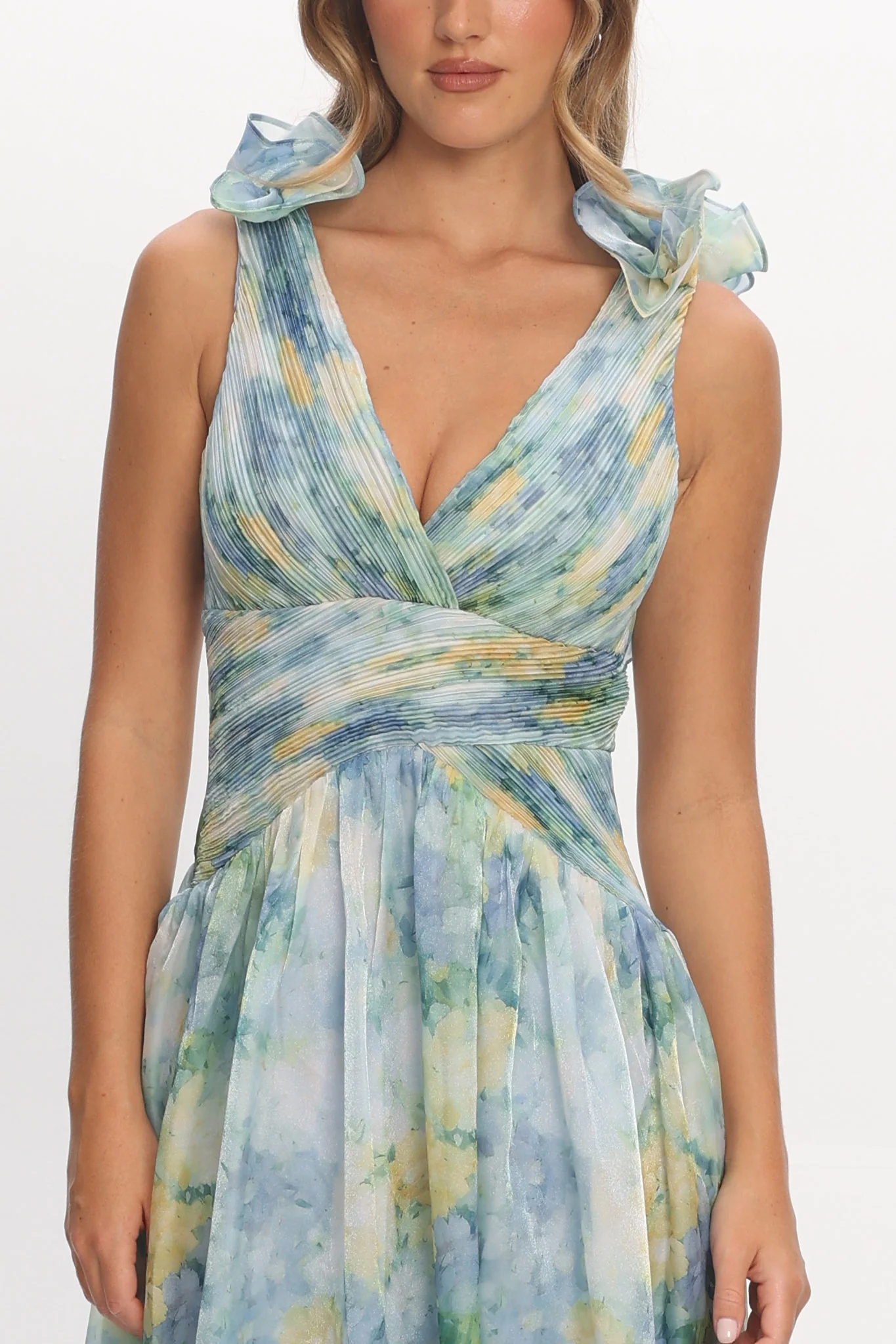 Lys Lace-Up Back Maxi Dress Print Blue