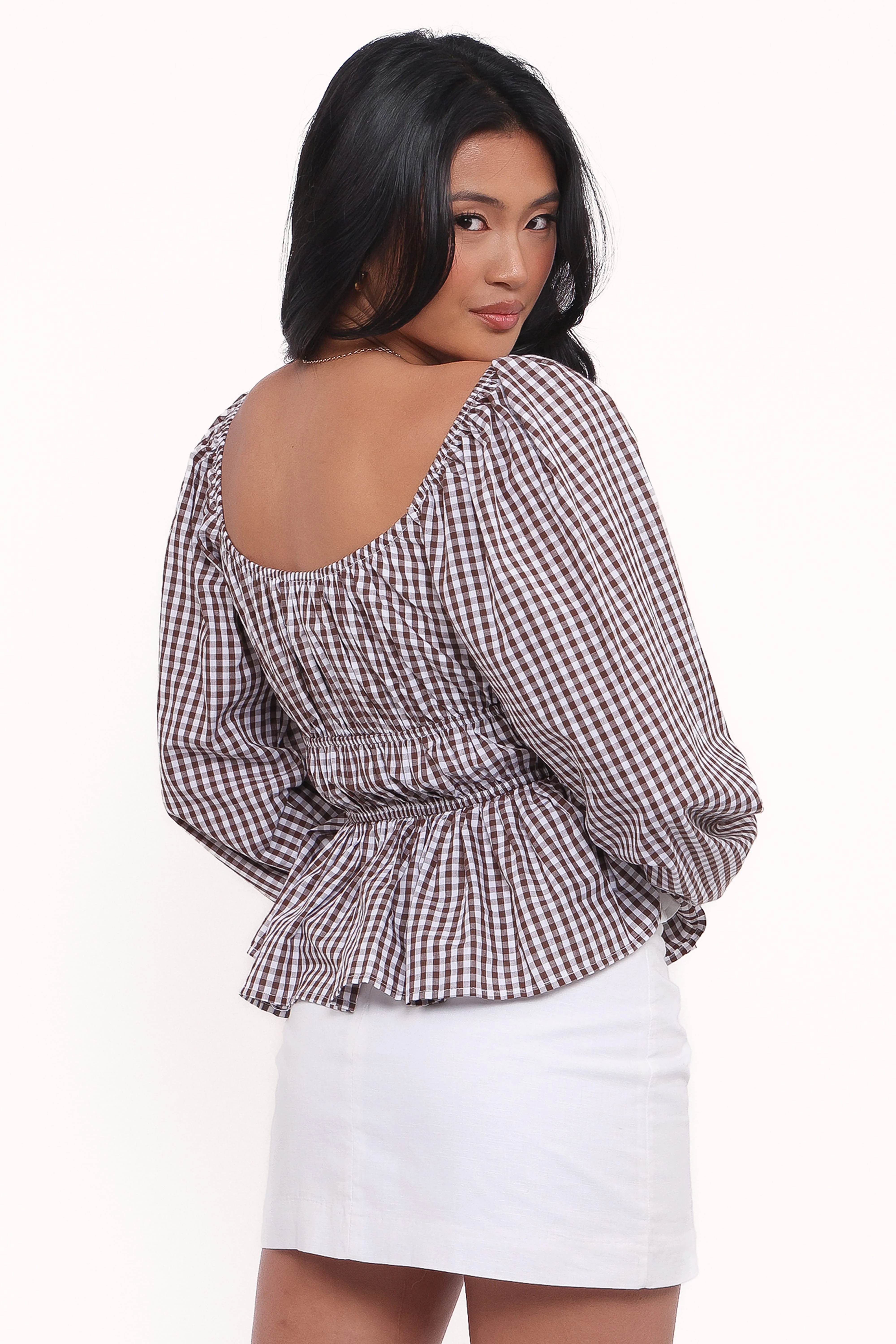 Saphia Top - Brown Gingham