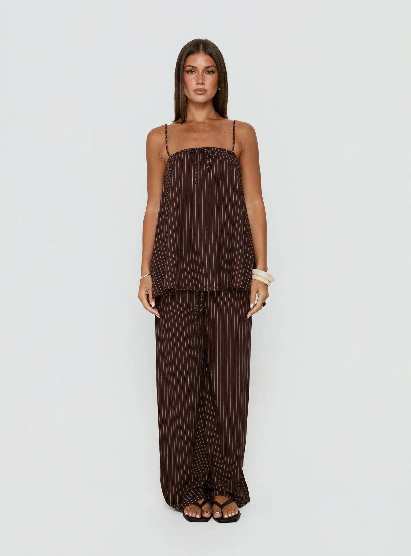 Amibella Boxy Cami Top Brown / Cream Stripe