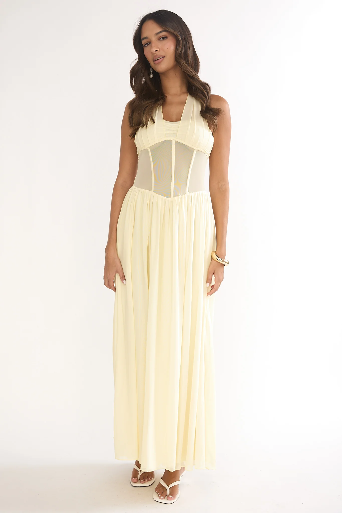 Jovella Halterneck Mesh Dress Butter