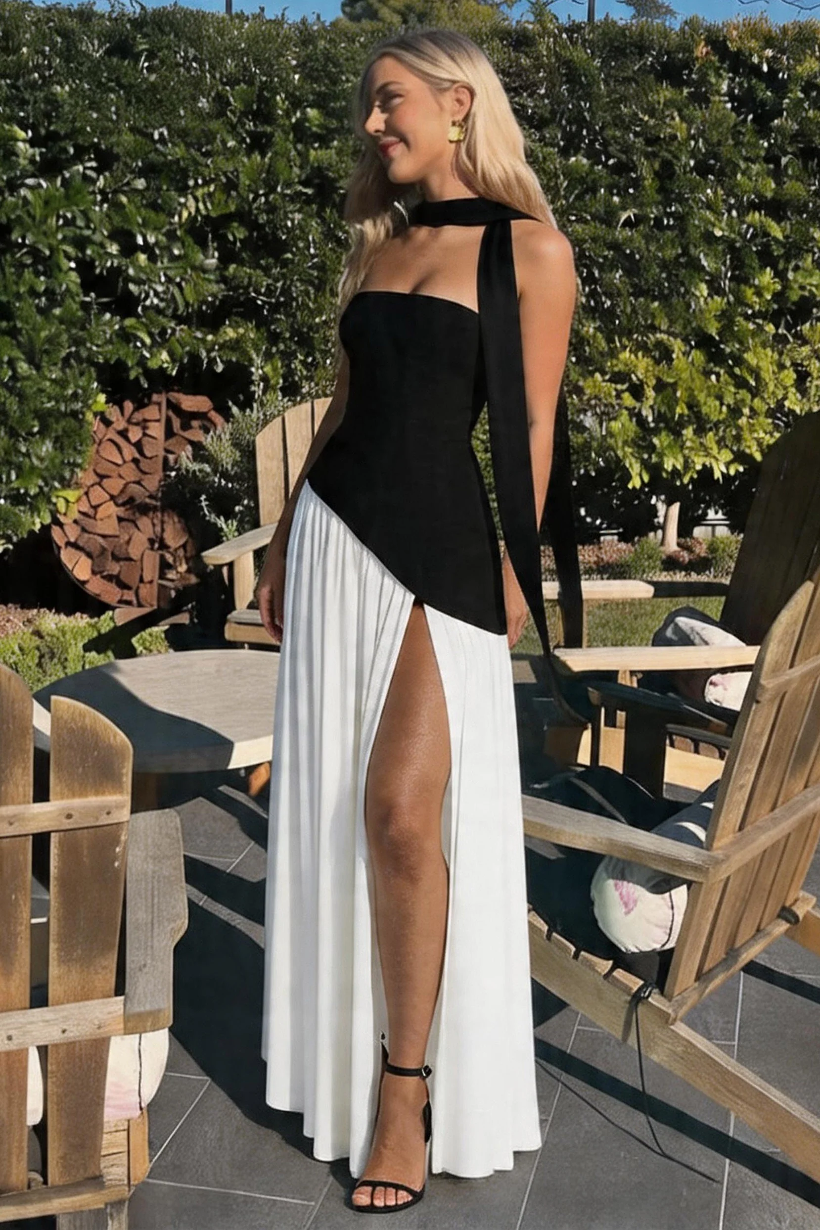 A-Line Maxi Knitted Fabric Dress 970800986791