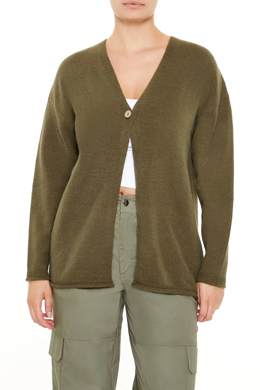 Split-Hem Cardigan Sweater