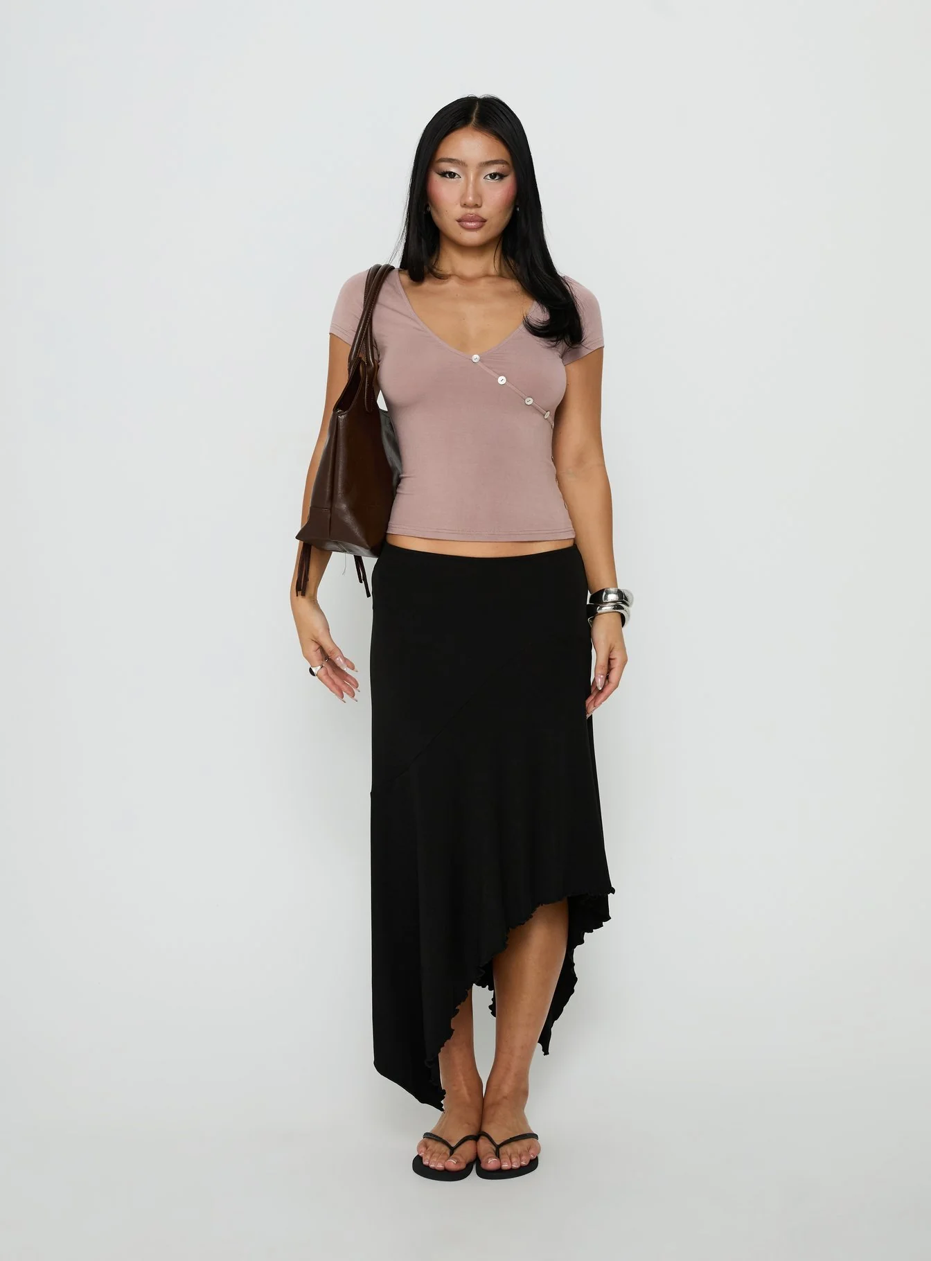 Futura Asymmetrical Midi Skirt Black
