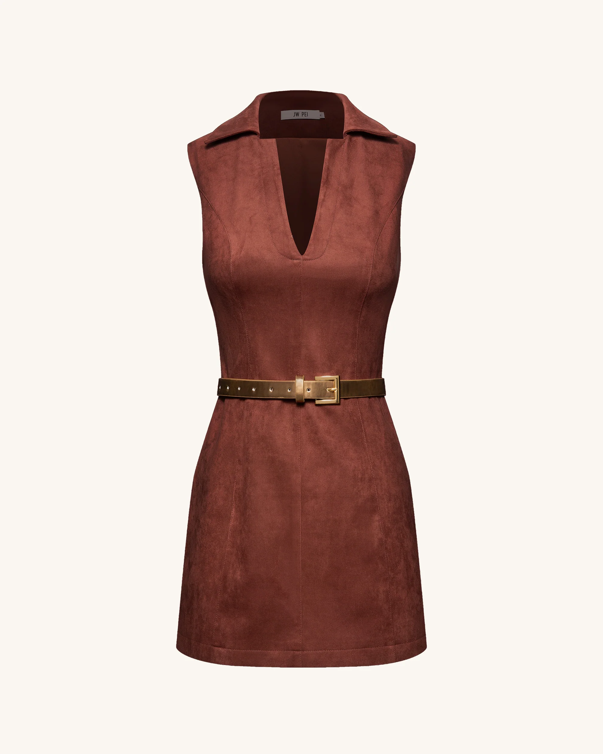 Ariana Sleeveless Suedes Mini Dress - Burgundy - FASHION NOB