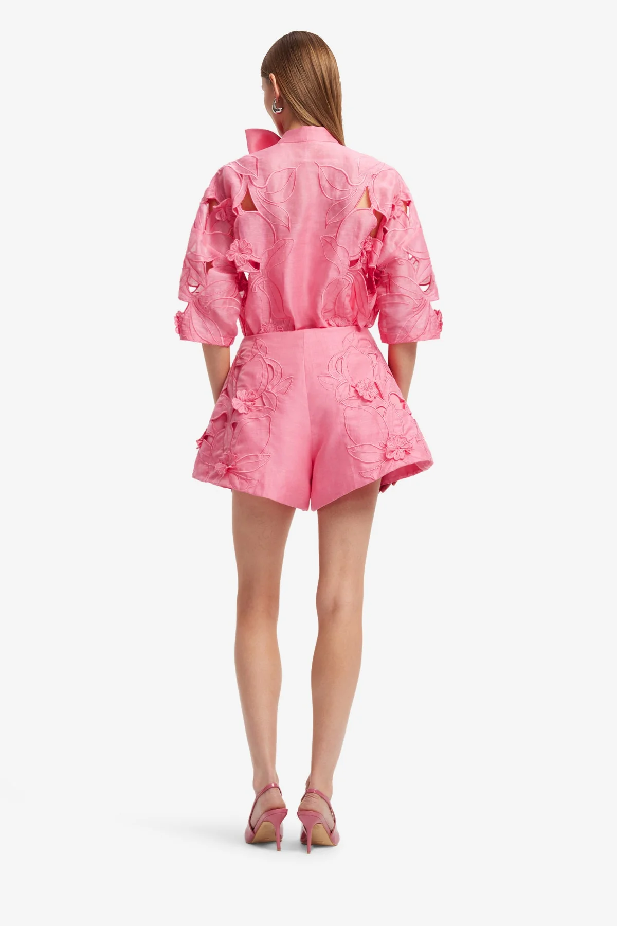 Brooklyn Appliqué Bow Puff Sleeve Top - Fuchsia