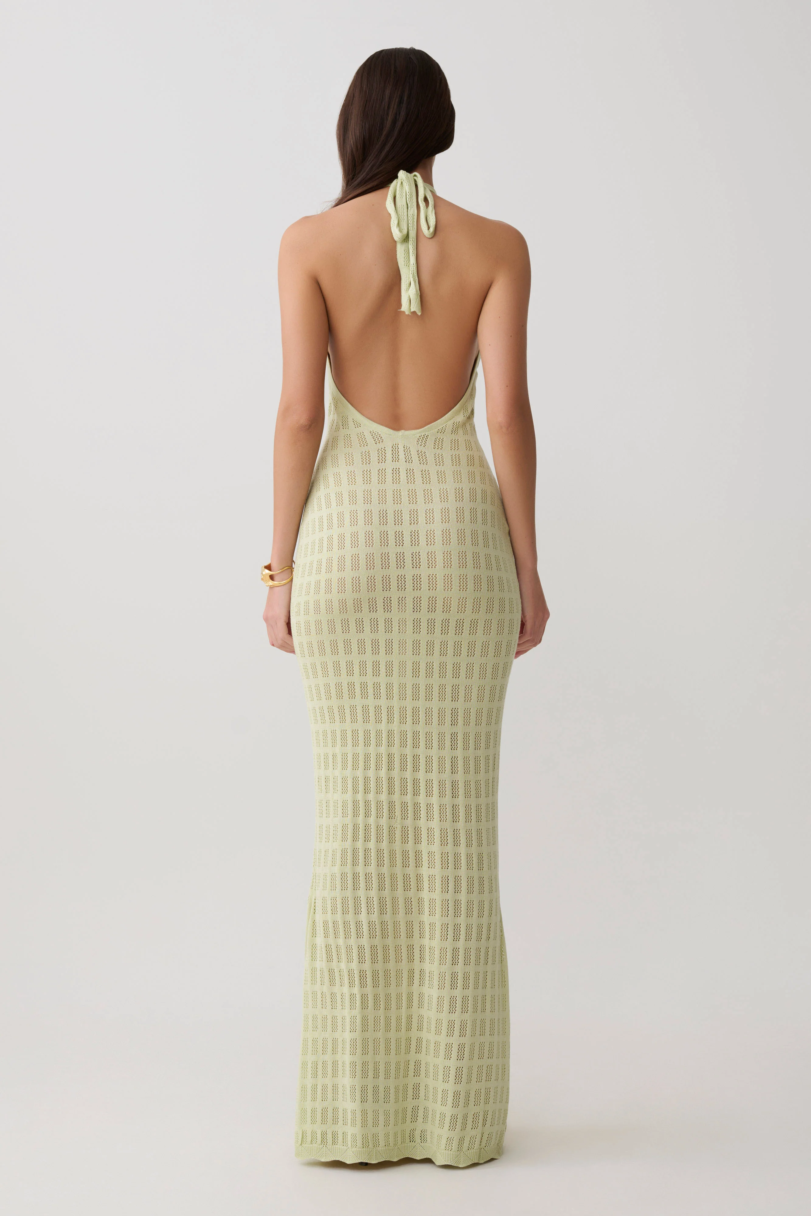 Hayley Halter Knit Maxi Dress - Seafoam